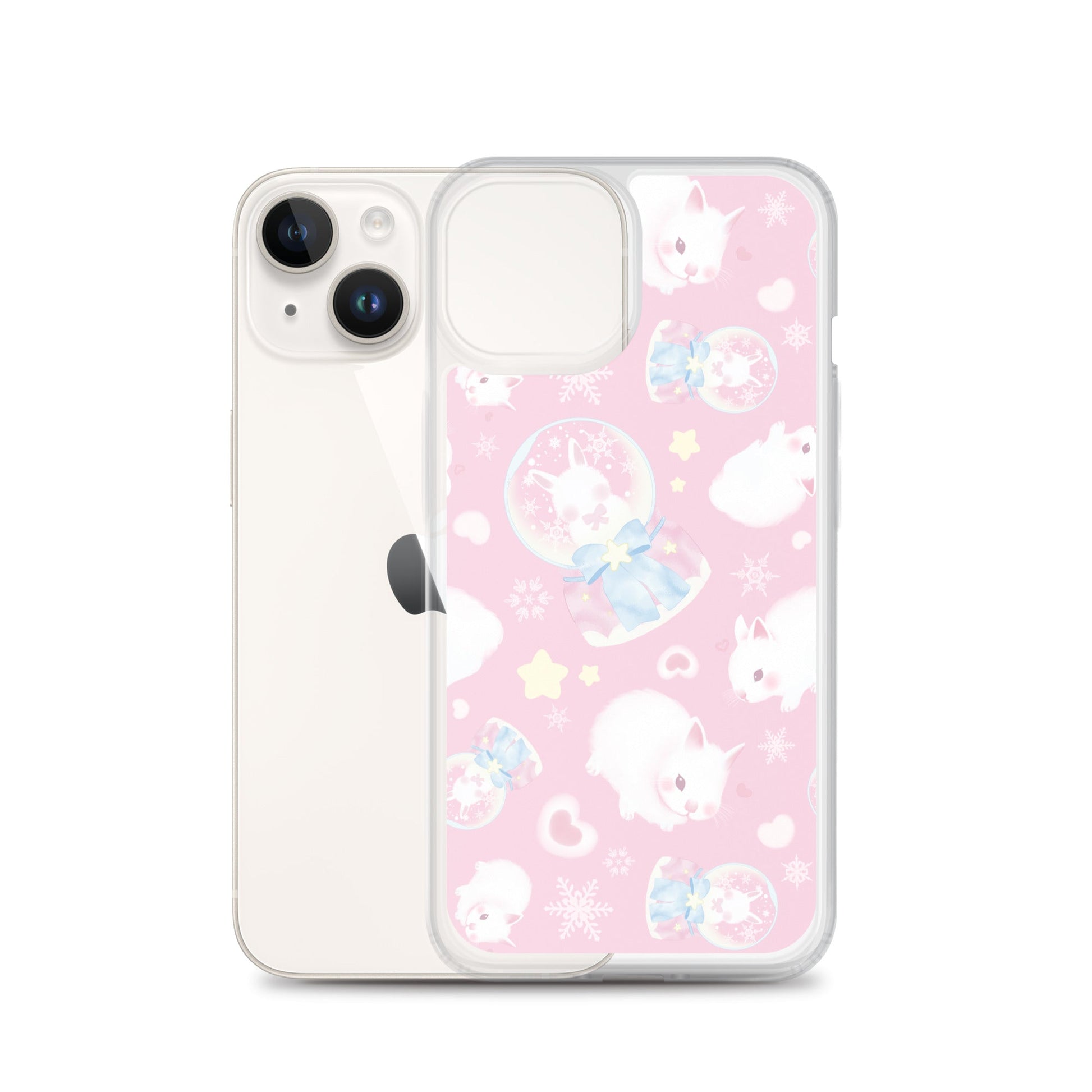 Sleek Snow Bunny iPhone® Clear Case featuring a cute design, offering scratch protection and easy access to ports.