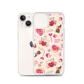 Sugar Sweetheart iPhone® Clear Case featuring a cute design, providing sleek protection for your phone with easy access ports.