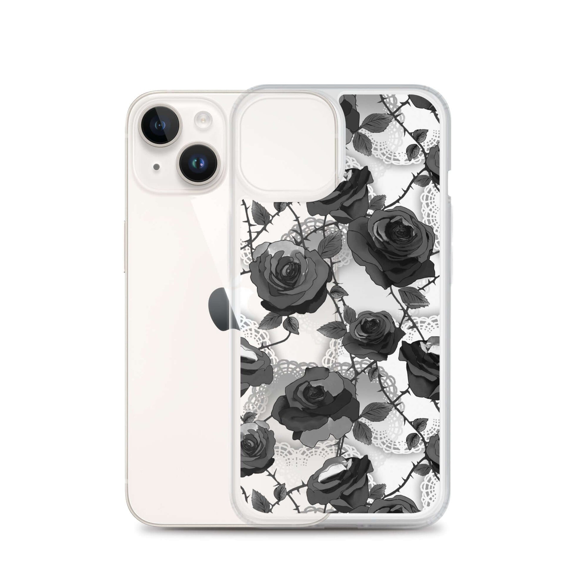 Showcasing the Enchanted Rose iPhone® Clear Case (Transparent), blending style and protection for your device.