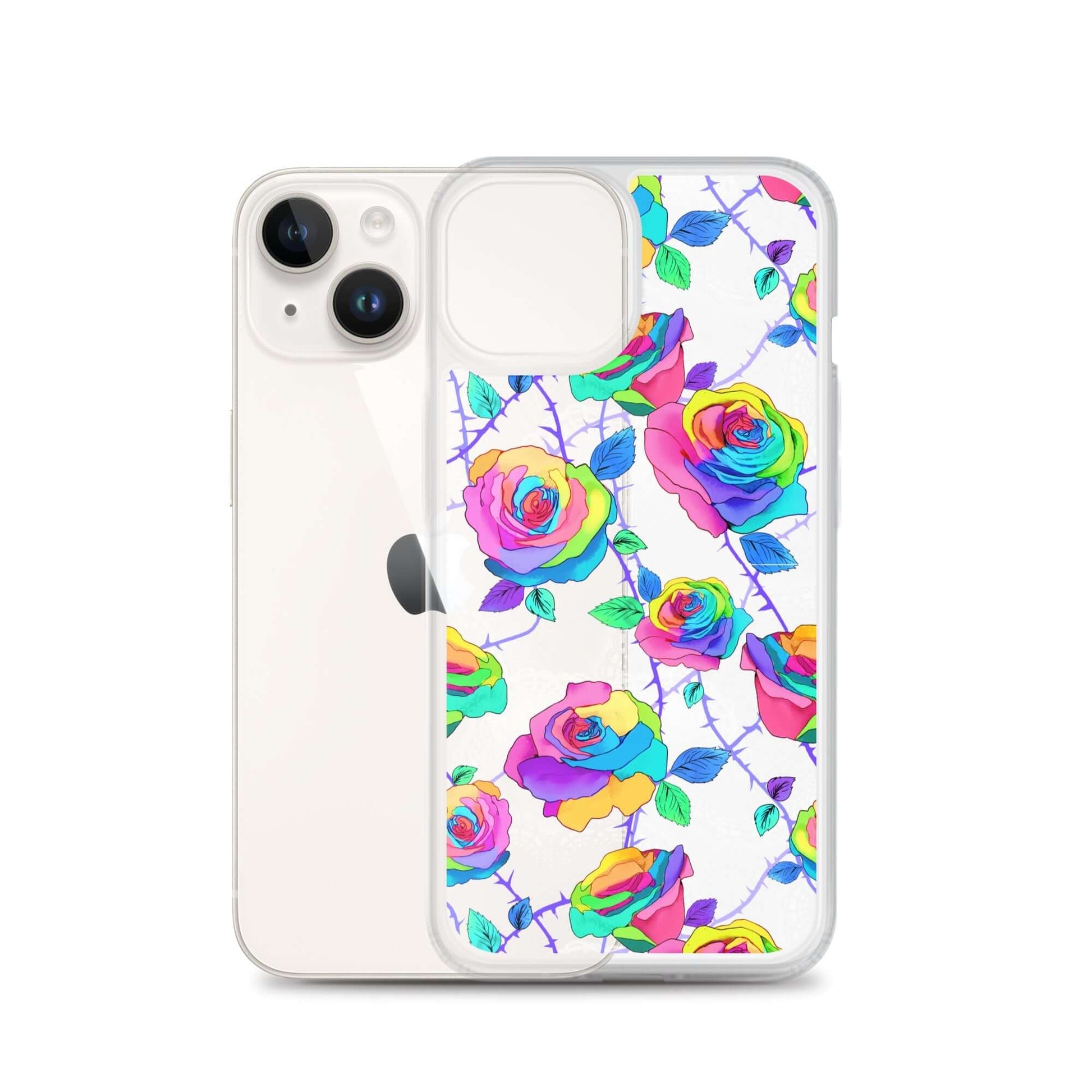 Stylish Enchanted Rose iPhone® Clear Case (Transparent) offers protection and easy access with precise port openings.