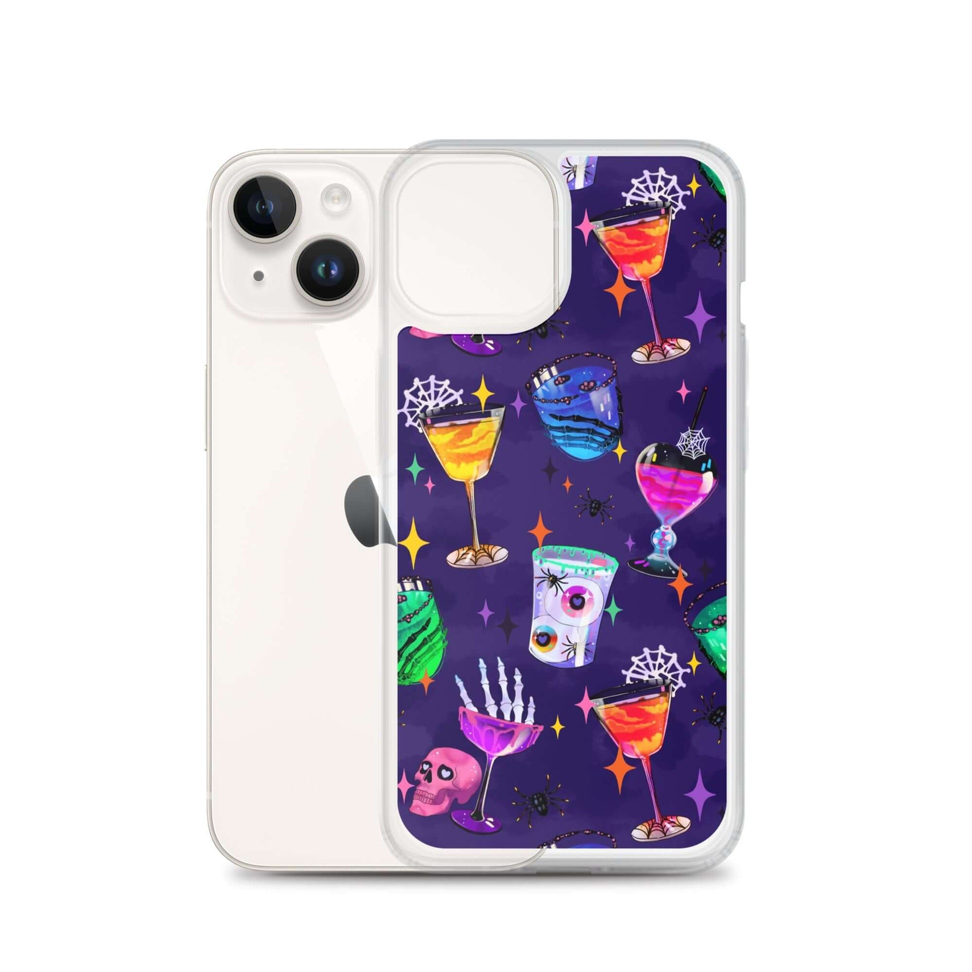 Colorful Monster Party iPhone® Clear Case featuring vibrant designs, providing protection from scratches and dirt.