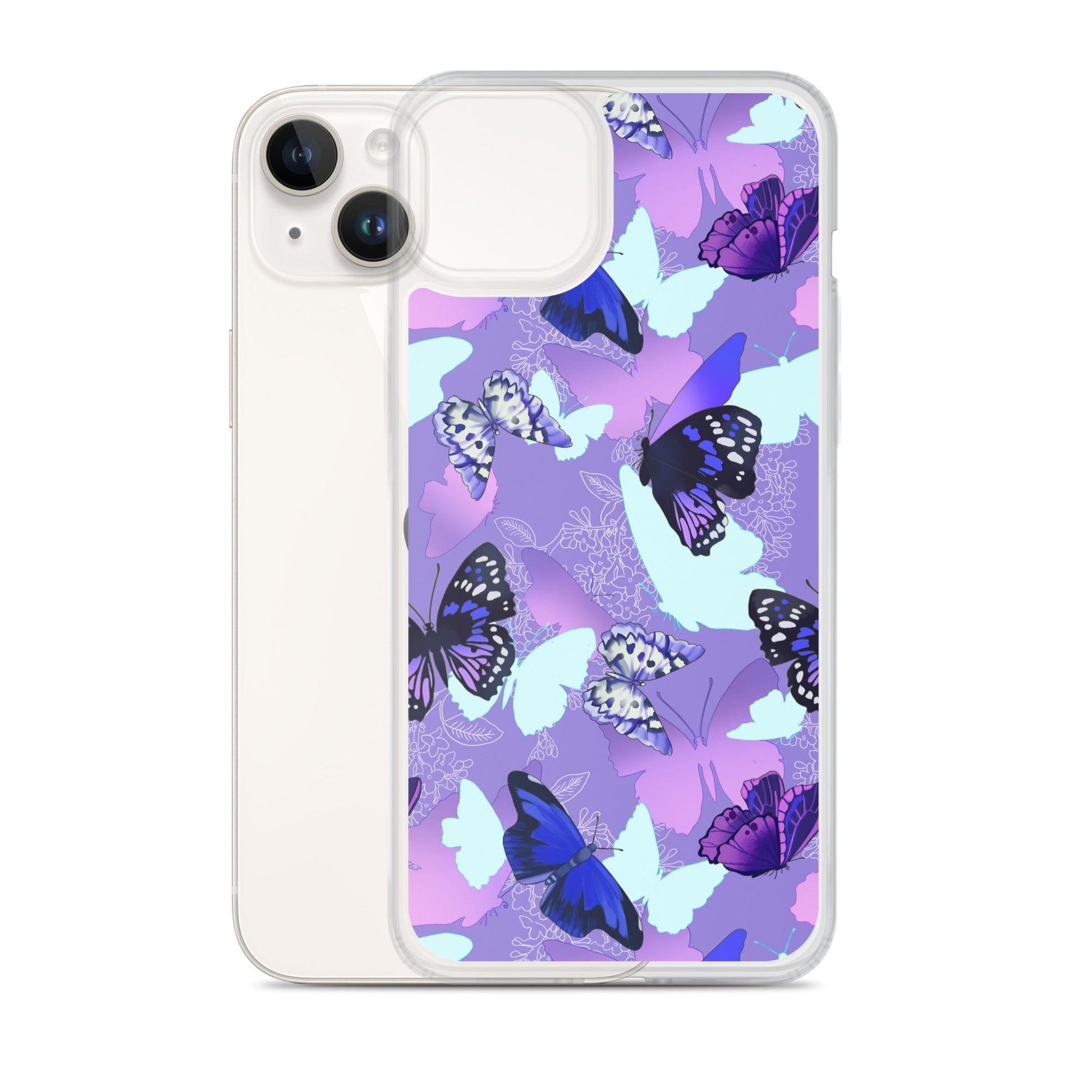 Protect your iPhone® with the stylish Butterfly iPhone® Clear Case, featuring vibrant butterflies and a sleek design.