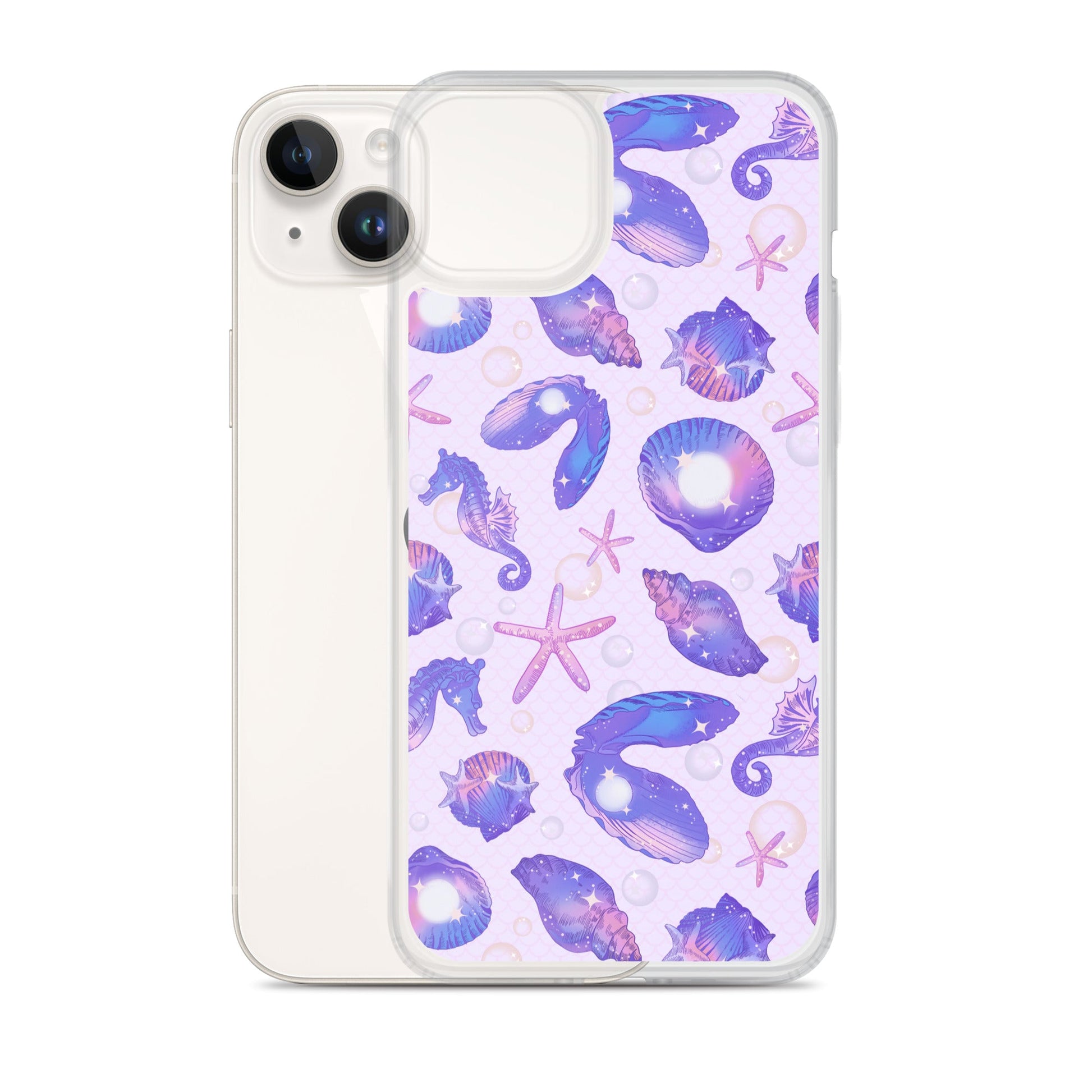 Sleek Sea Princess iPhone® Clear Case with vibrant sea life design, protecting your phone from scratches and dust.