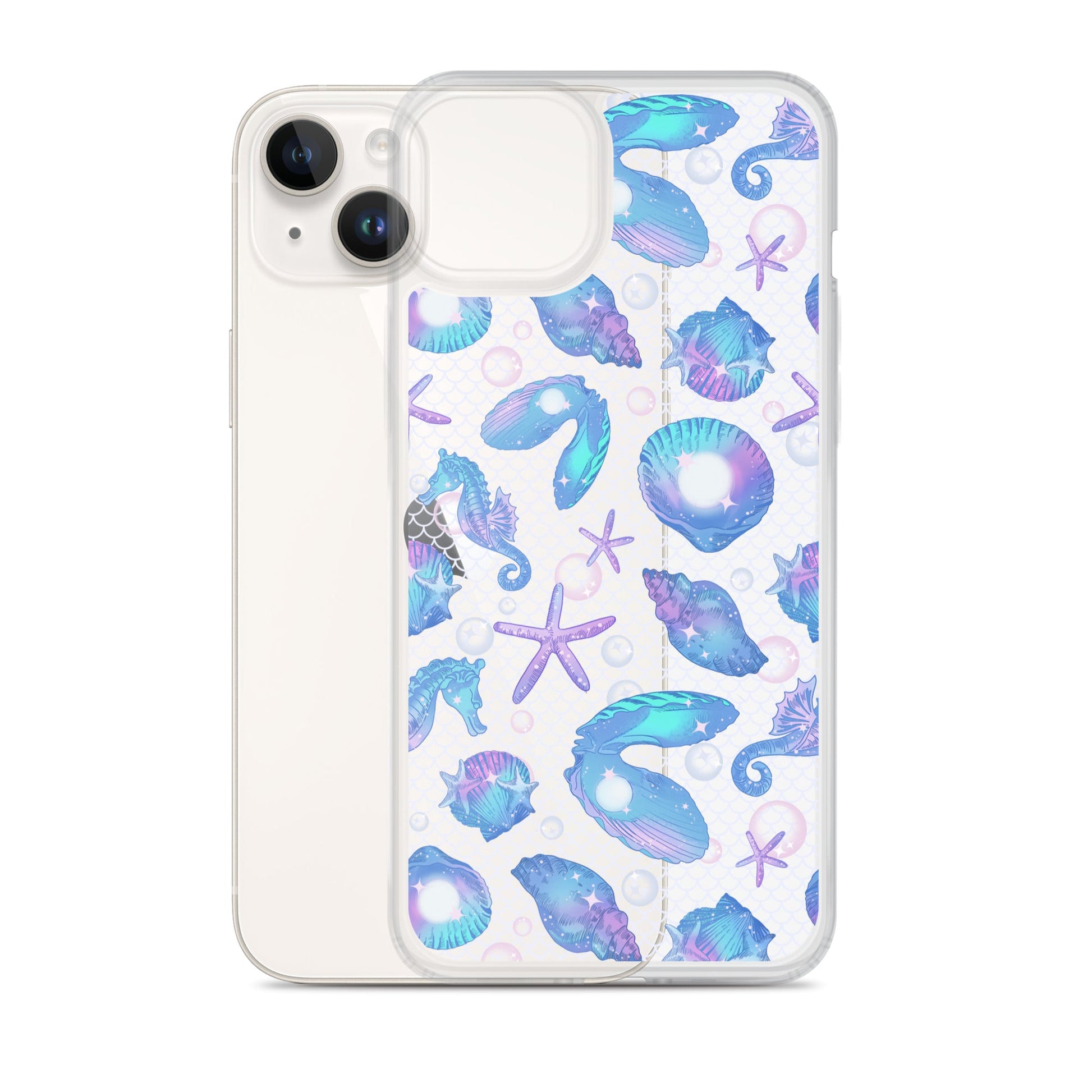 Sleek Sea Princess iPhone® Clear Case featuring vibrant marine designs, protecting against dust and scratches.
