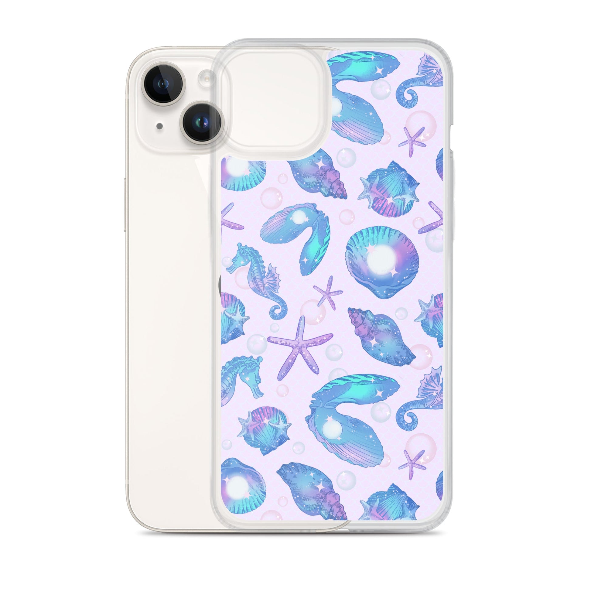 Stylish Sea Princess iPhone® Clear Case features marine-themed design, protecting against scratches and dirt.