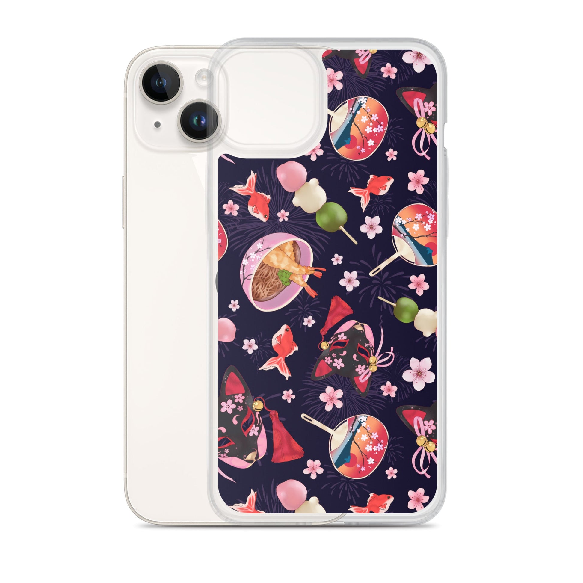 Protect your phone in style with the Matsuri iPhone® Clear Case featuring vibrant patterns and a flexible design.