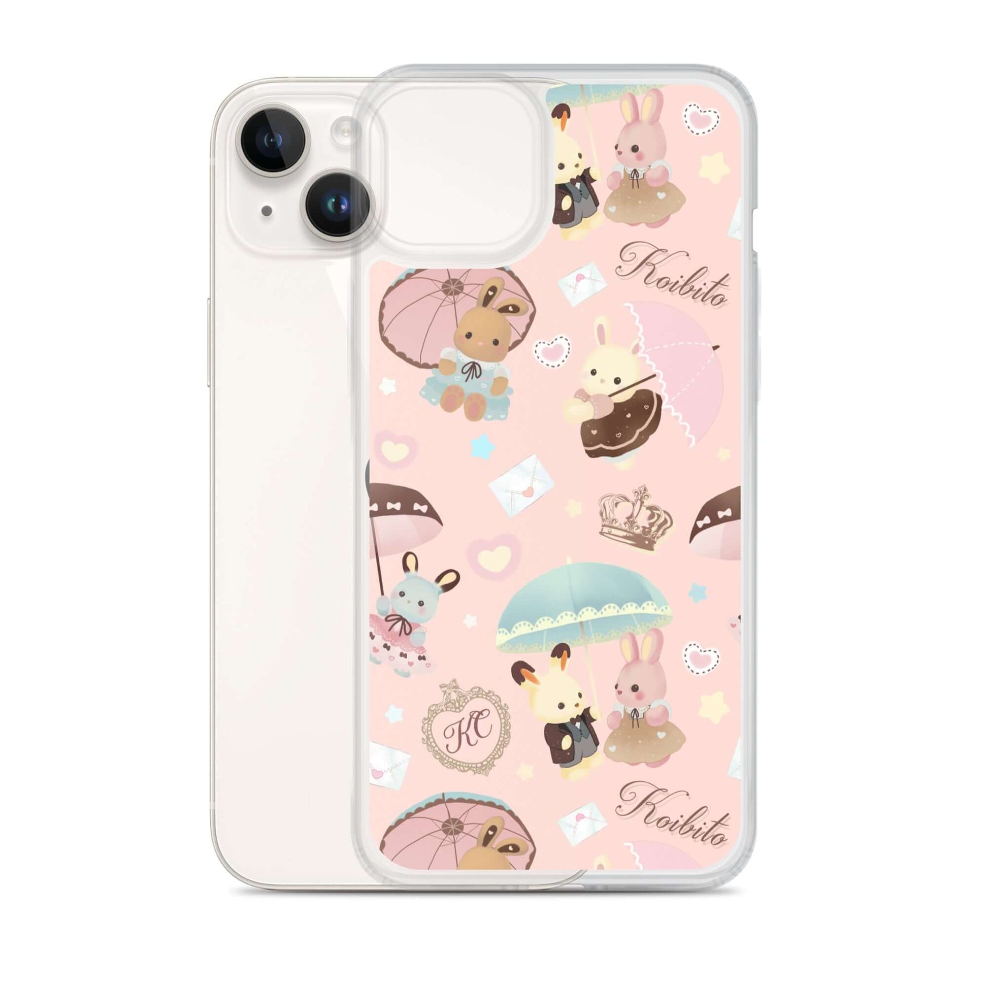 Charming Parasol Bunny iPhone® Clear Case features a cute design, protecting against scratches and dirt effectively.