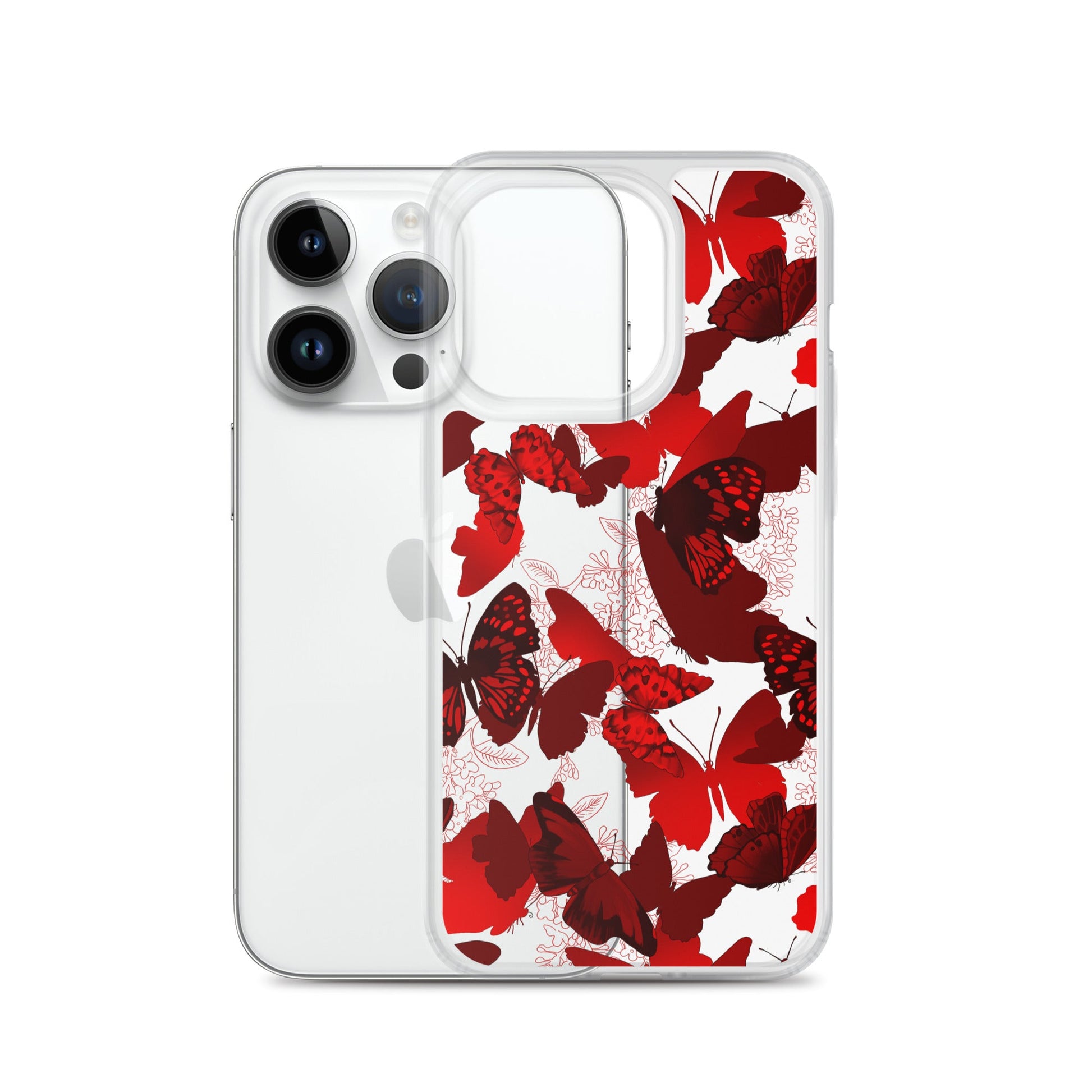 Stylish Butterfly iPhone® Clear Case featuring a vibrant butterfly design, perfect protection for your device.