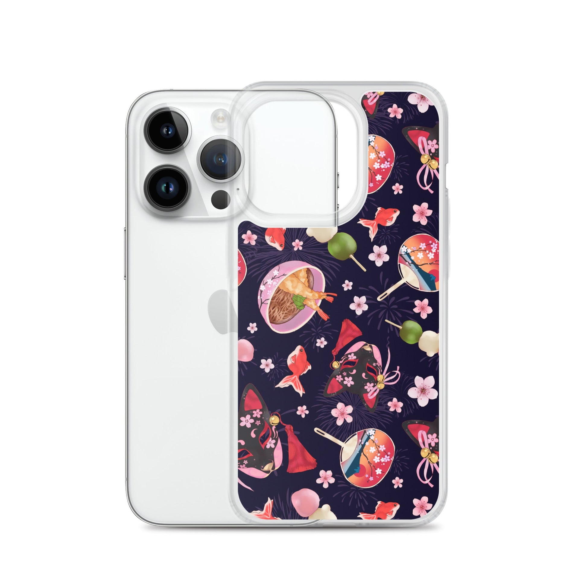 Matsuri iPhone® Clear Case featuring a vibrant design, protecting your phone from scratches and dirt seamlessly.