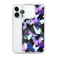 Sleek Butterfly iPhone® Clear Case featuring vibrant butterfly design, offering stylish protection for your device.
