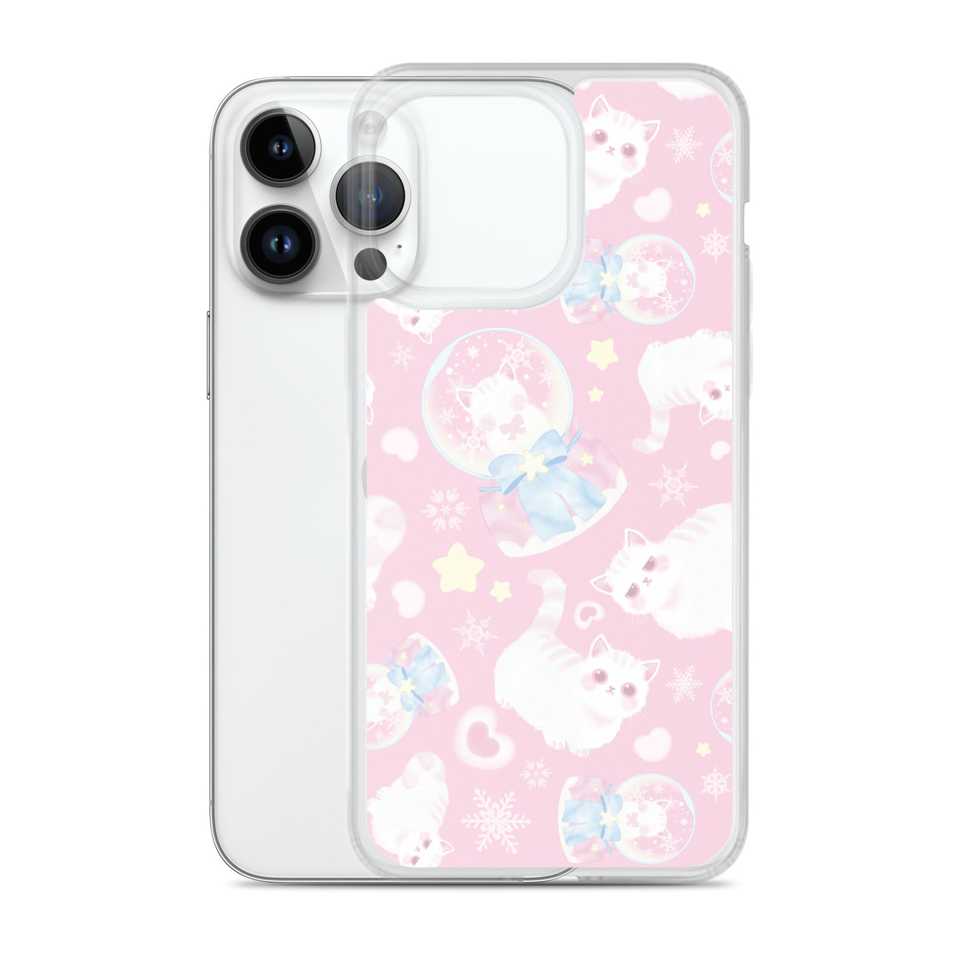 Sleek Snow Kitten iPhone® Clear Case features adorable kitten design, protecting against dirt and scratches with flexible sides.
