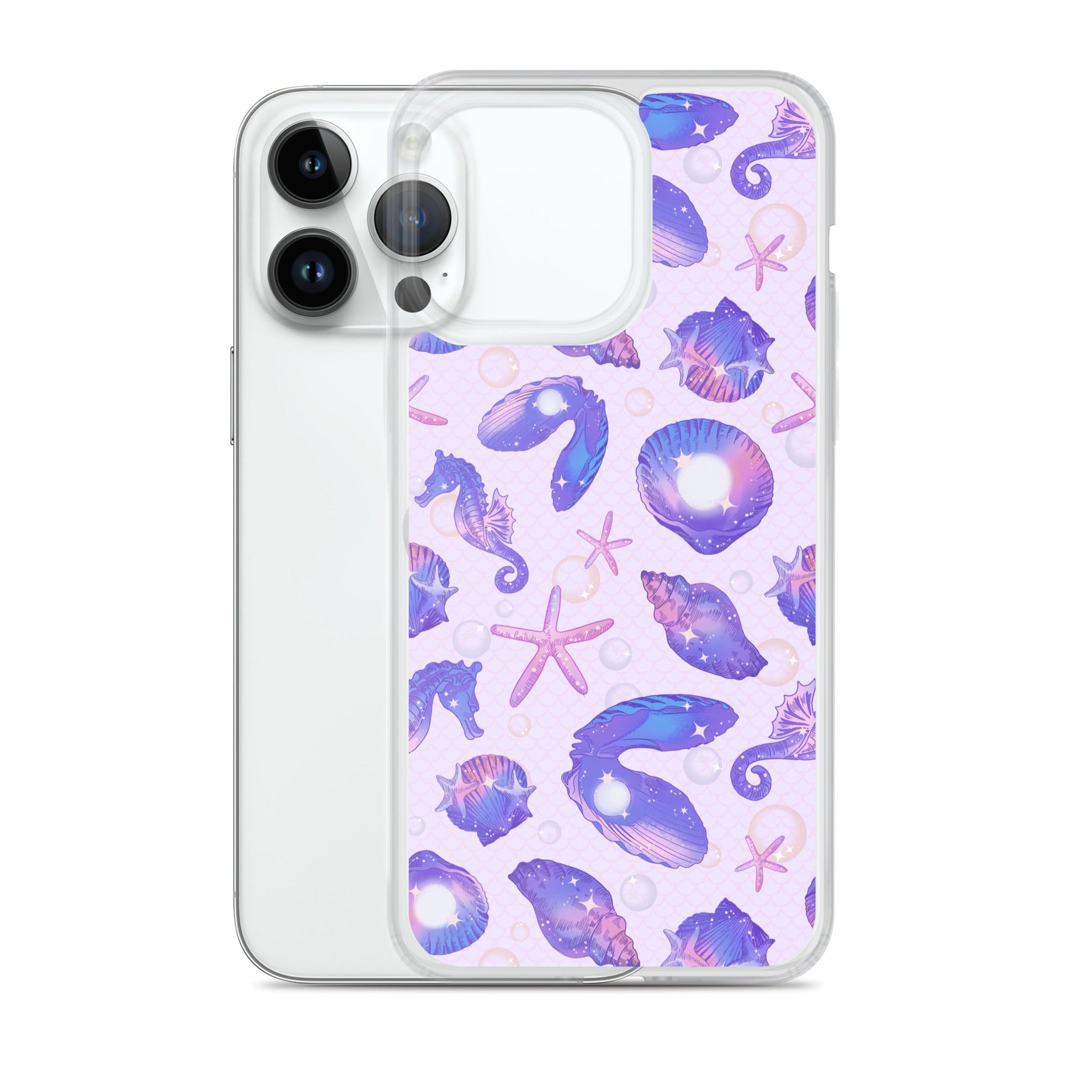 Stylish Sea Princess iPhone® Clear Case featuring sea-themed designs, protecting against scratches and dirt.
