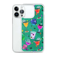 Colorful Monster Party iPhone® Clear Case featuring drinks and spooky designs, perfect for protection and style.