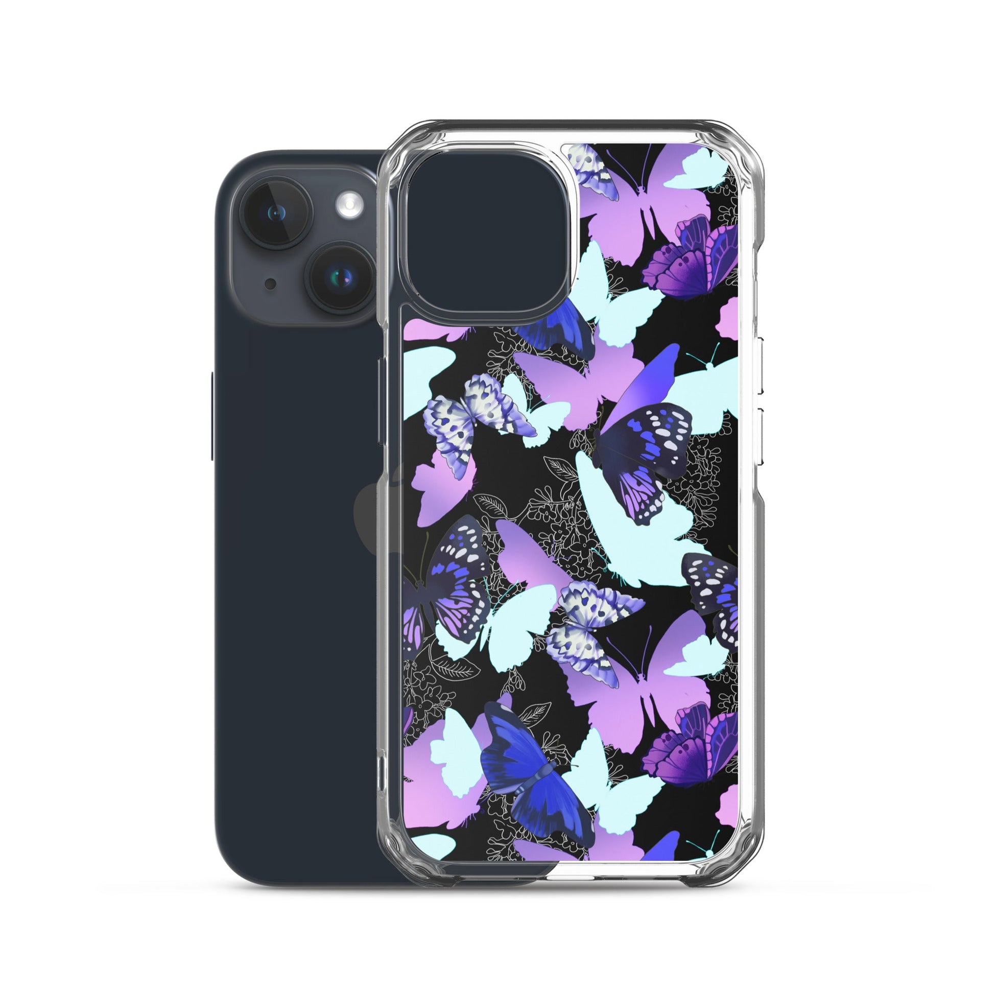 Protect your phone stylishly with the Butterfly iPhone® Clear Case, featuring vibrant butterfly designs and flexible sides.