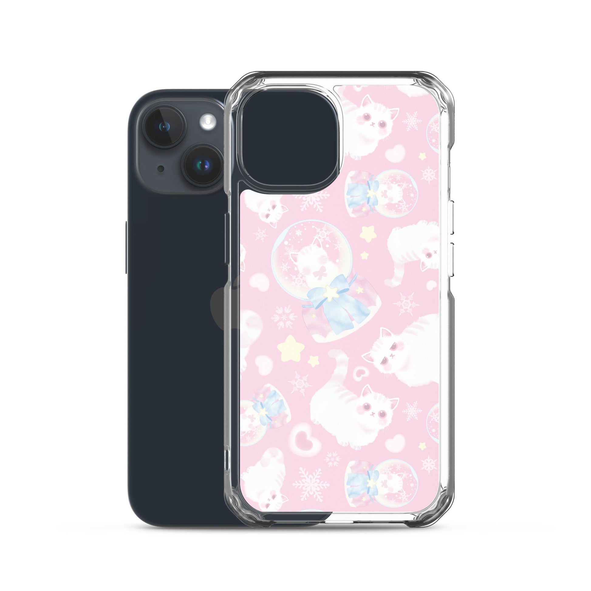 Sleek Snow Kitten iPhone® Clear Case features cute cats design, protecting your phone from scratches and dirt.