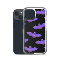 Stylish Morrigan iPhone® Clear Case features bats design, offering durable protection from scratches and dirt.