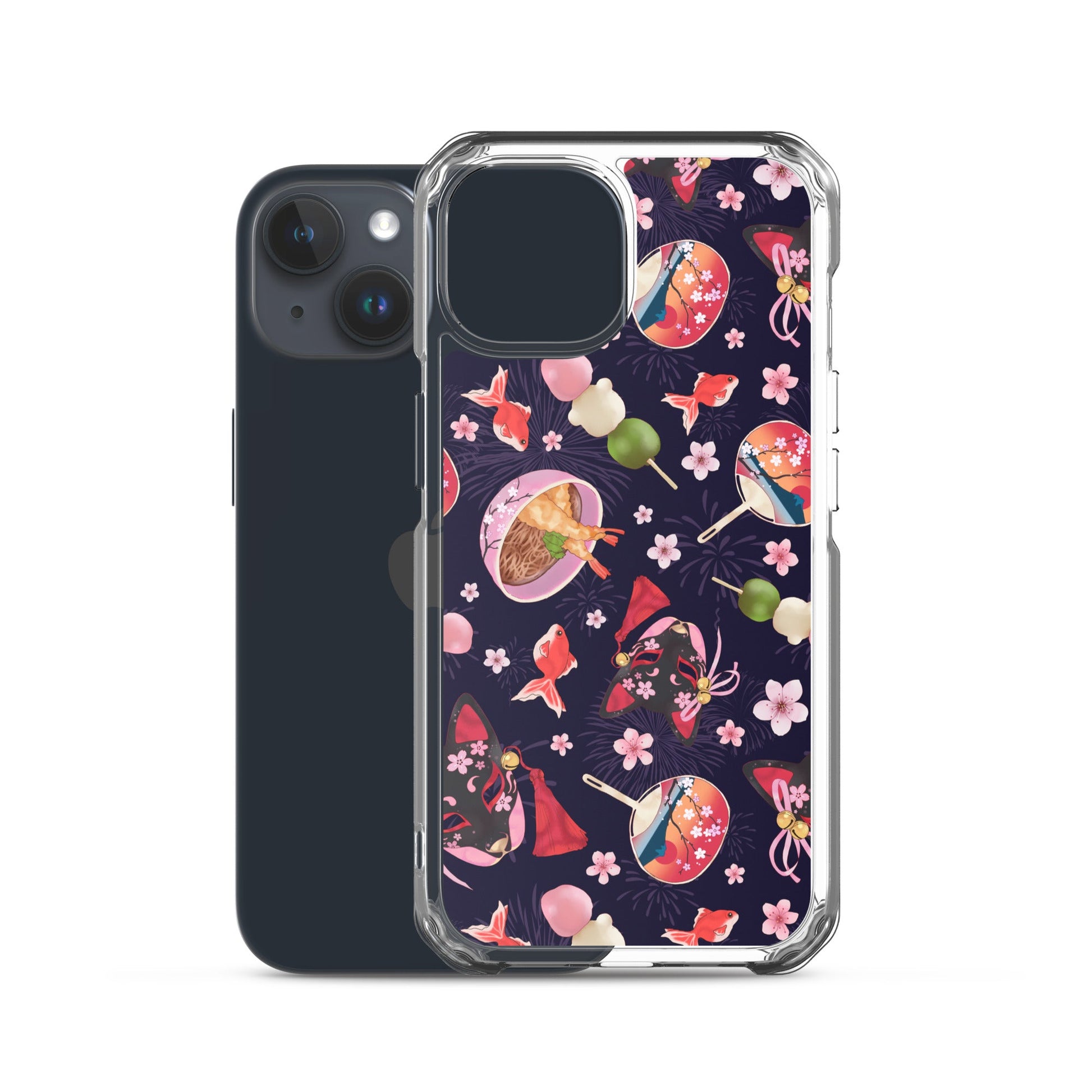 Colorful Matsuri iPhone® Clear Case showcasing a sleek design, protecting against scratches and dirt. Perfect for style!