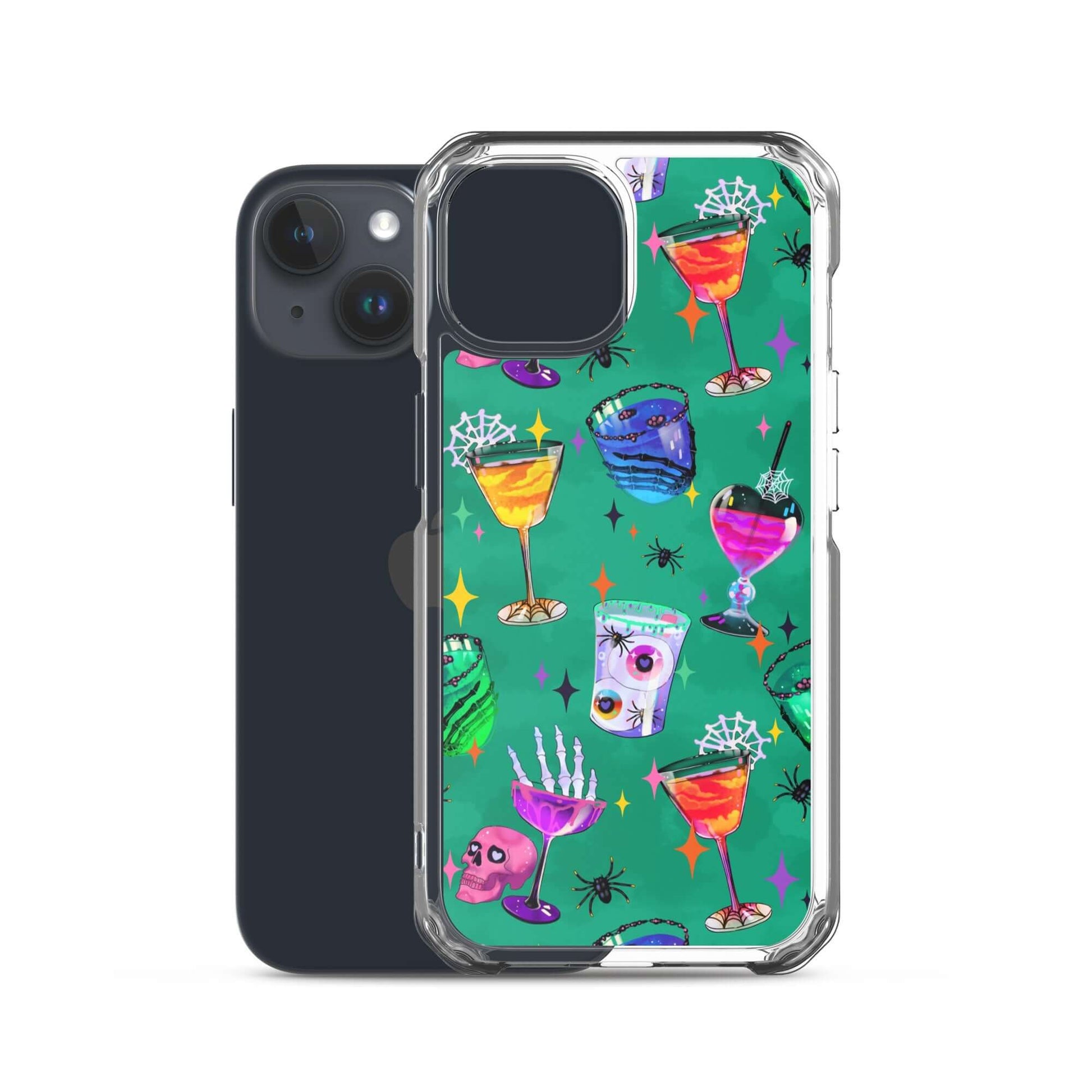 Colorful Monster Party iPhone® Clear Case showcasing vibrant designs, offering protection against scratches and dirt.