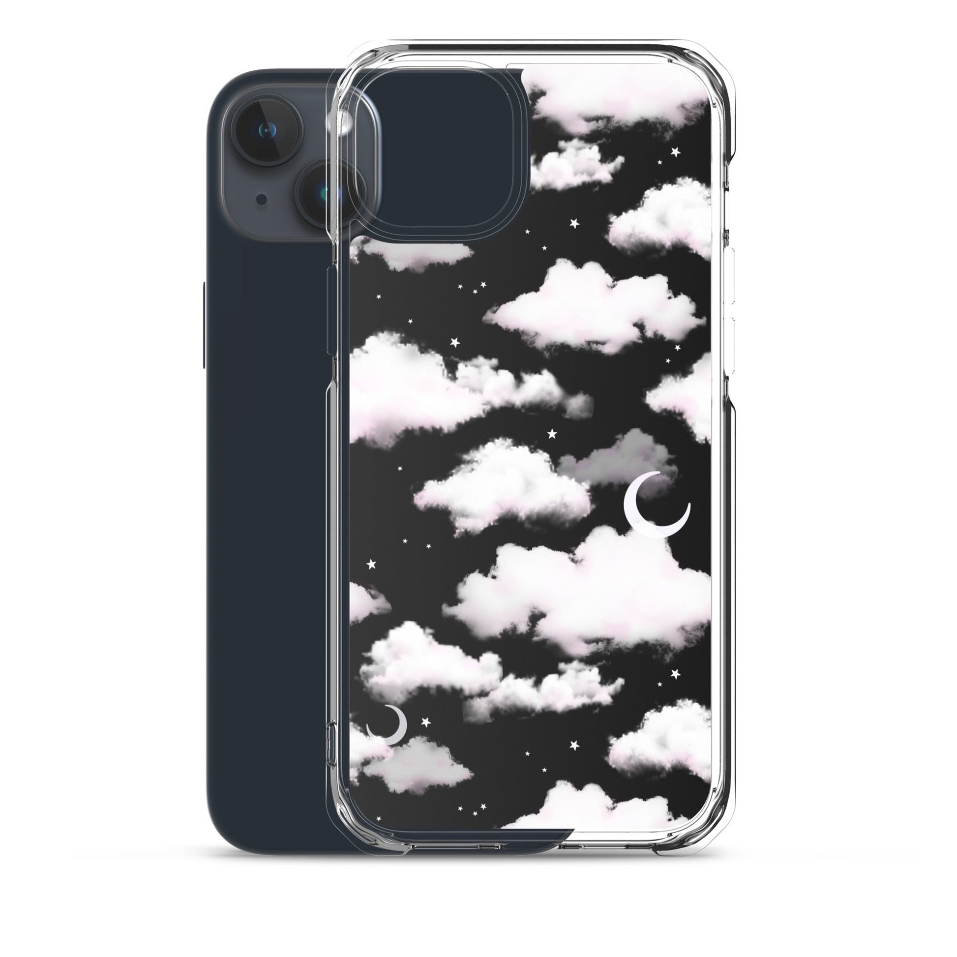 Sleek Cloudy Sky iPhone® Clear Case featuring a solid back and flexible sides for optimal protection and style.