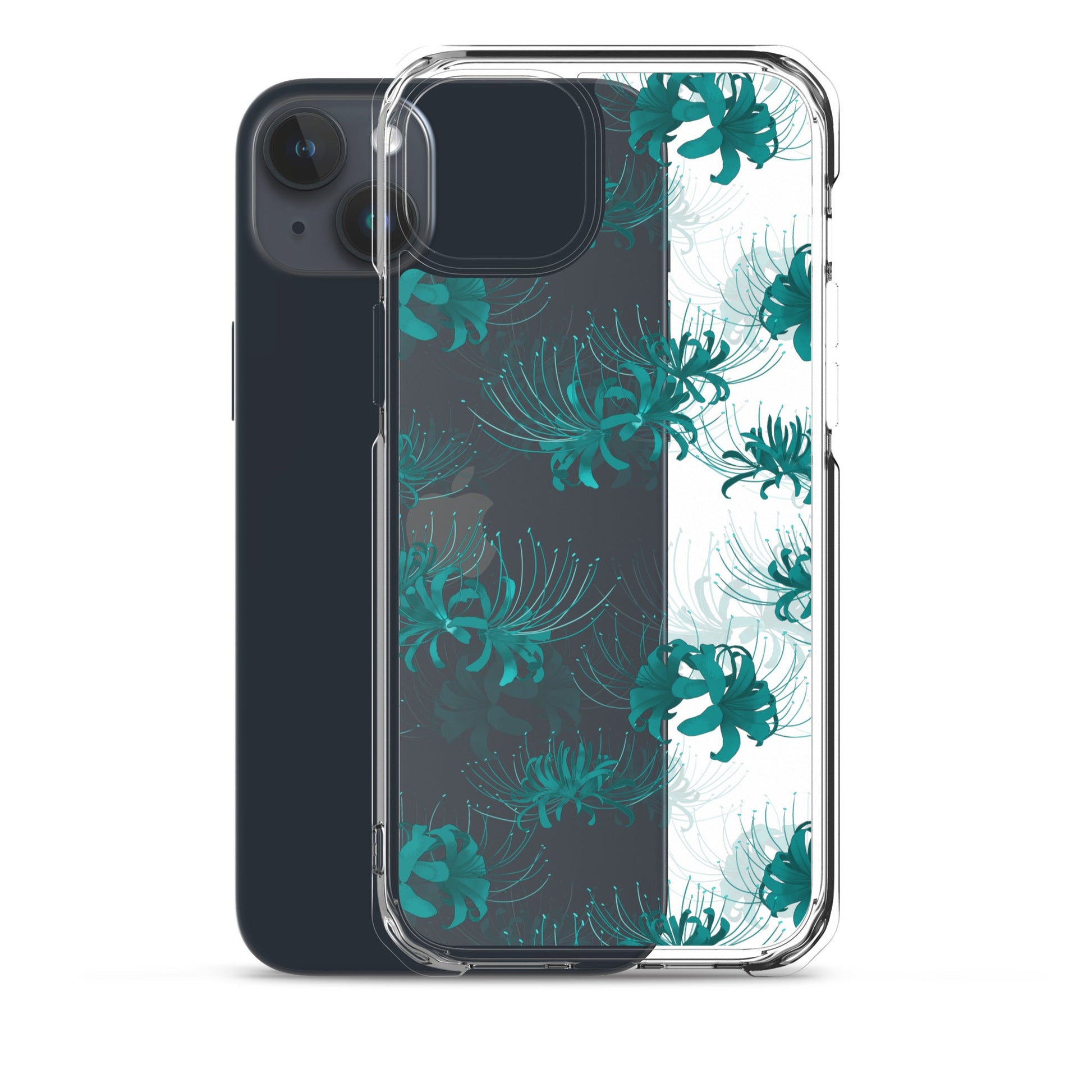 Sleek Higanbana iPhone® Clear Case with floral design offers protection from scratches and easy access to ports.