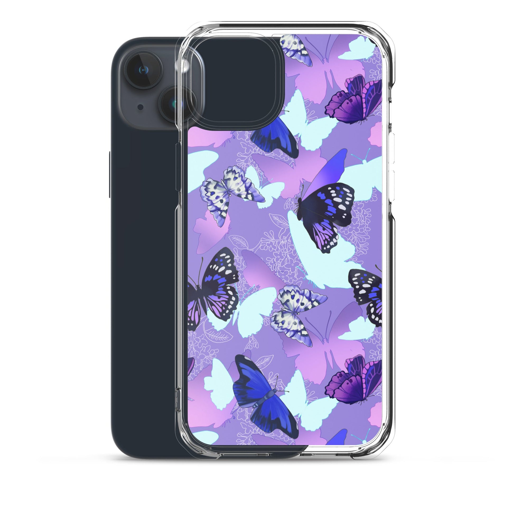 Stylish Butterfly iPhone® Clear Case features a solid back and flexible sides for easy access and protection.