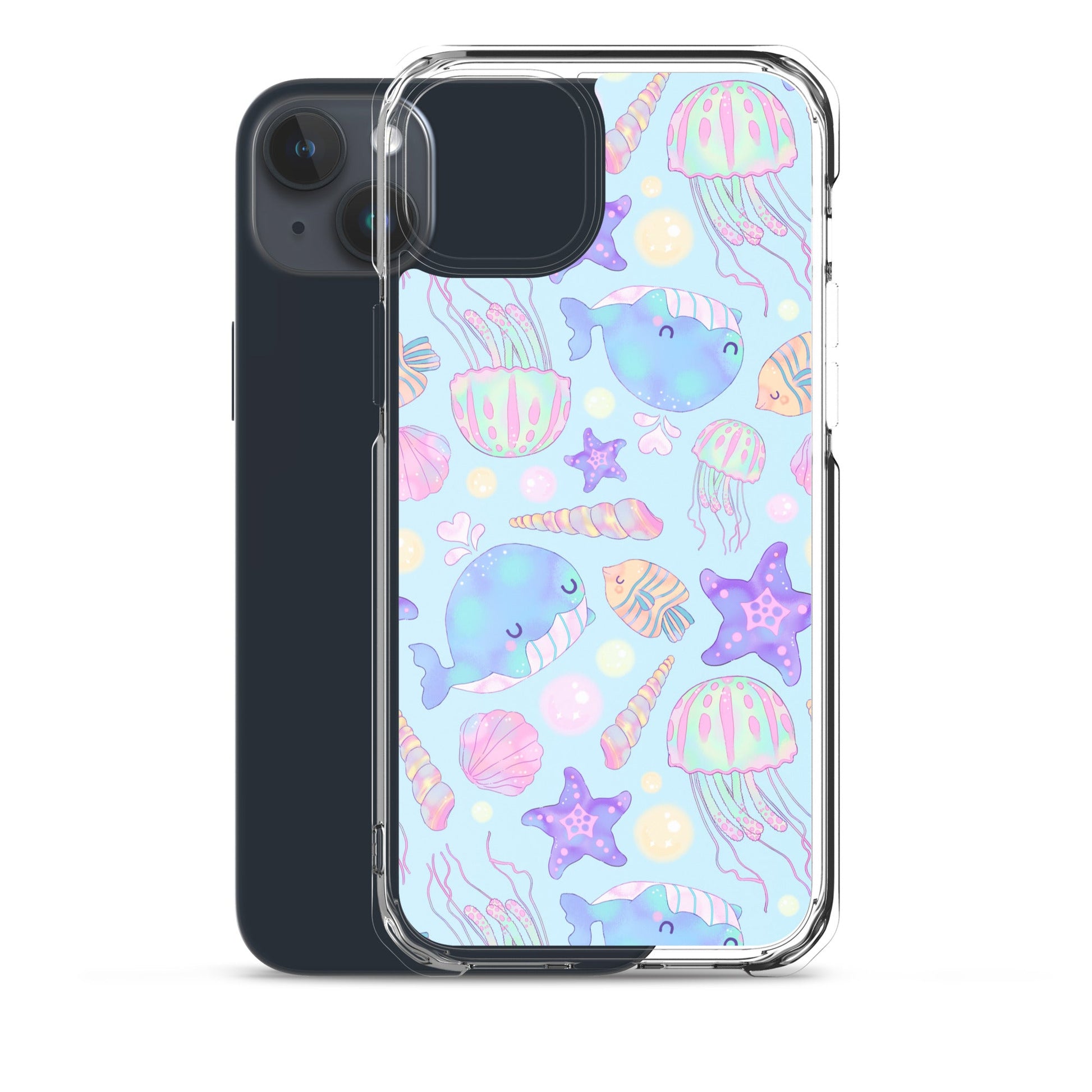 Under the Sea iPhone® Clear Case features vibrant marine life, offering protection from scratches and dirt. Perfect for your phone!