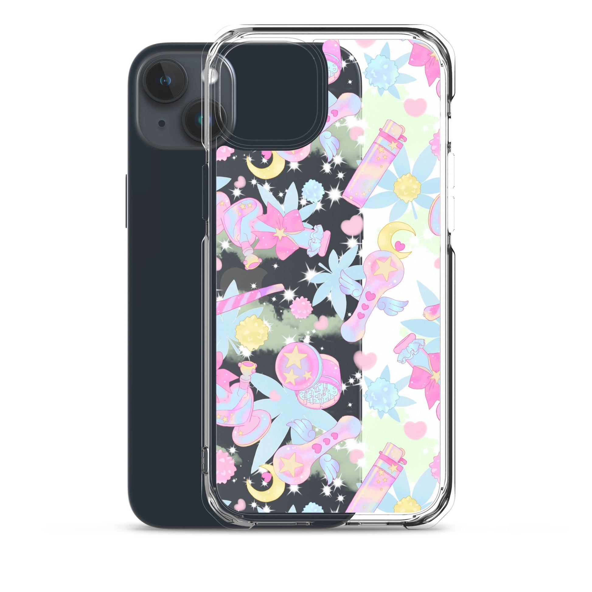 Sleek Indica Magica iPhone® Clear Case featuring vibrant designs, perfect for protection against scratches and dirt.