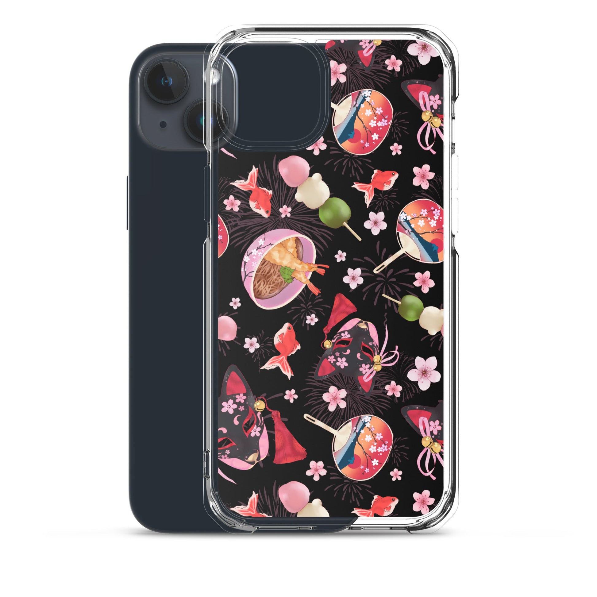 Matsuri iPhone® Clear Case showcases vibrant design, offering sleek protection against scratches and dirt.