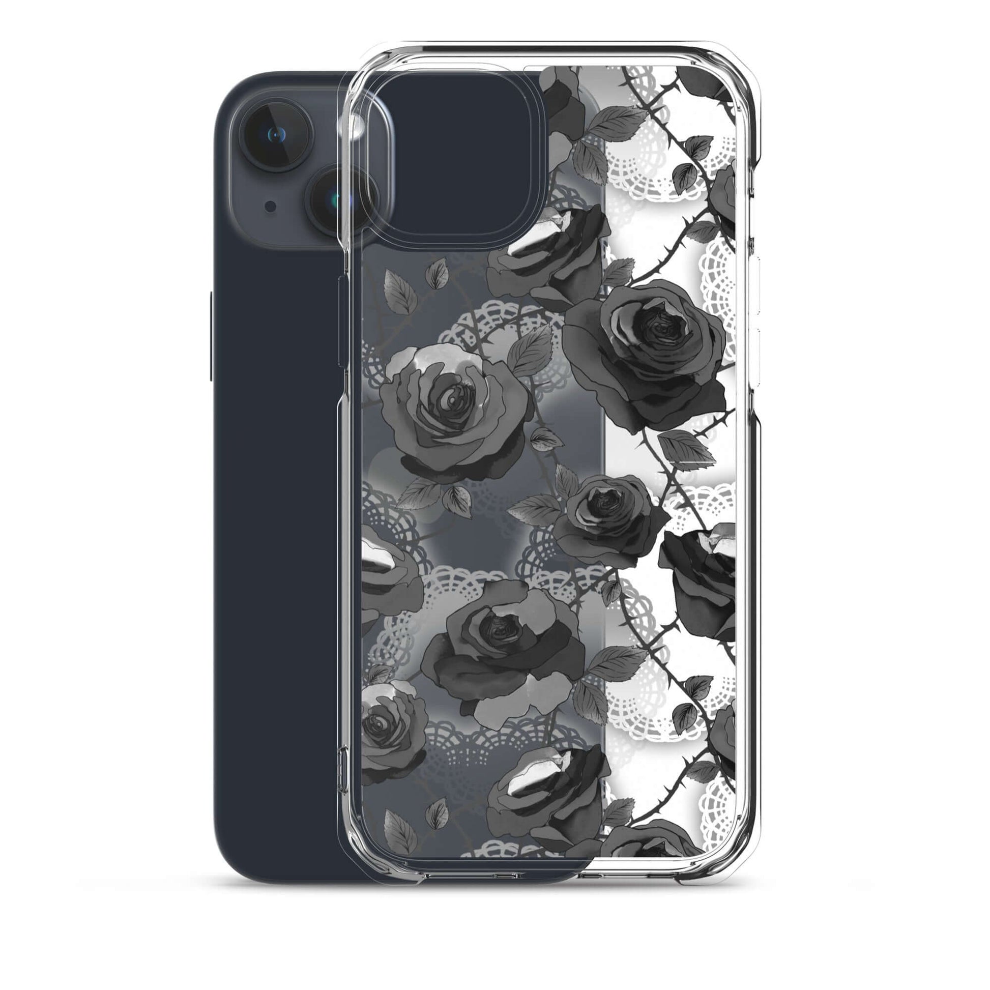 Sleek Enchanted Rose iPhone® Clear Case (Transparent) offers protection from scratches and easy access to ports.