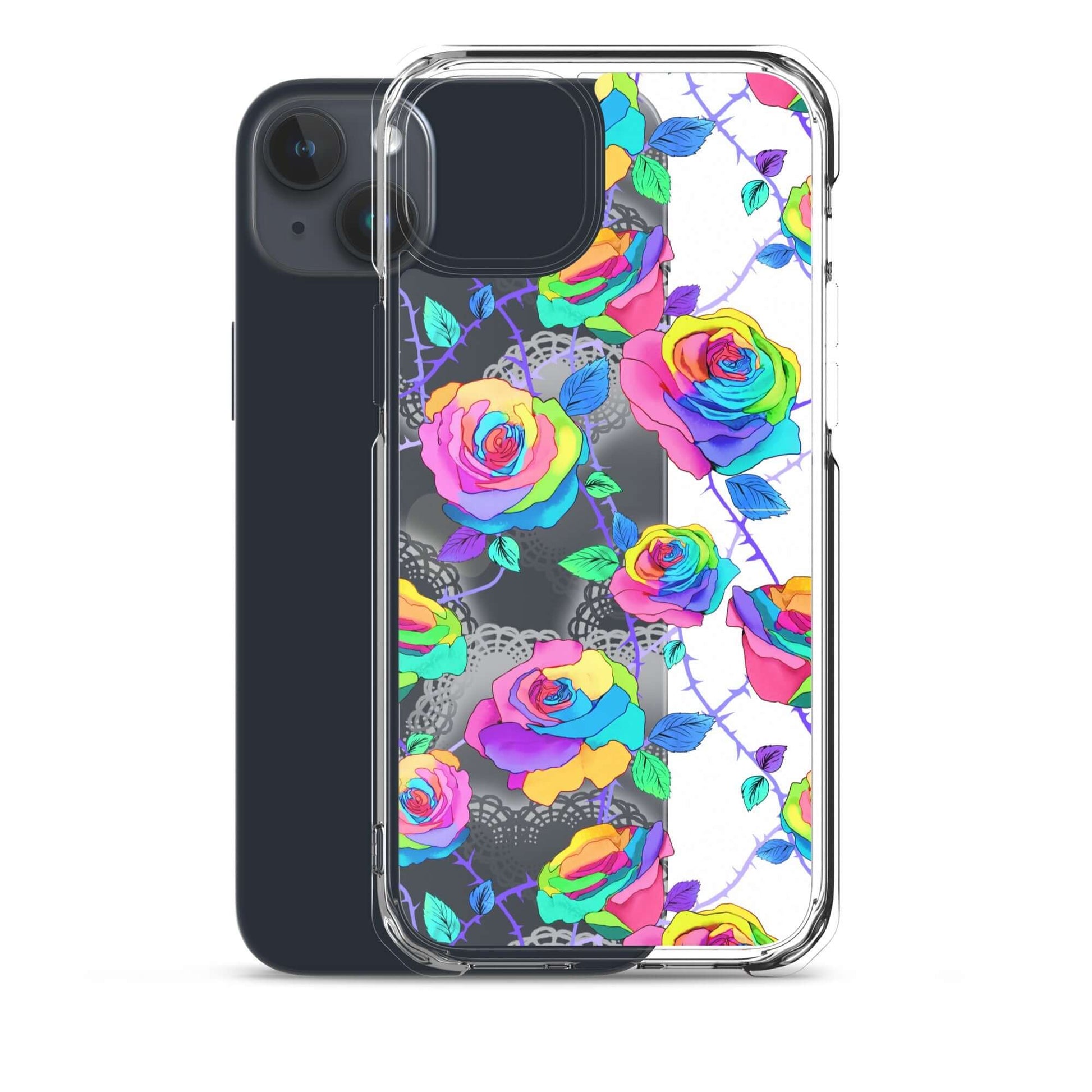 Protect your iPhone® stylishly with the Enchanted Rose iPhone® Clear Case (Transparent), featuring vibrant floral design.