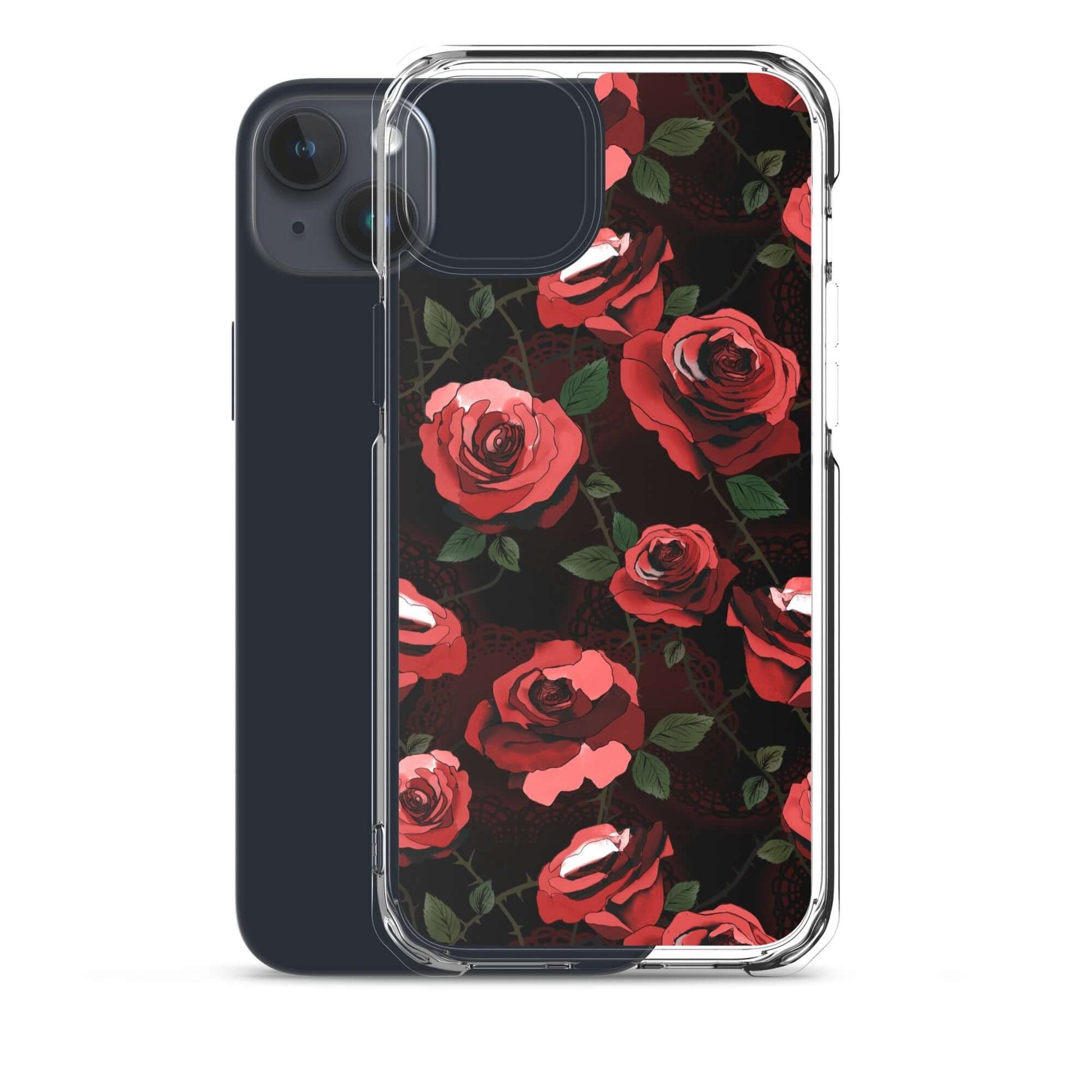 Stylish Enchanted Rose iPhone® Clear Case offers protection with a solid back and flexible sides for easy handling.