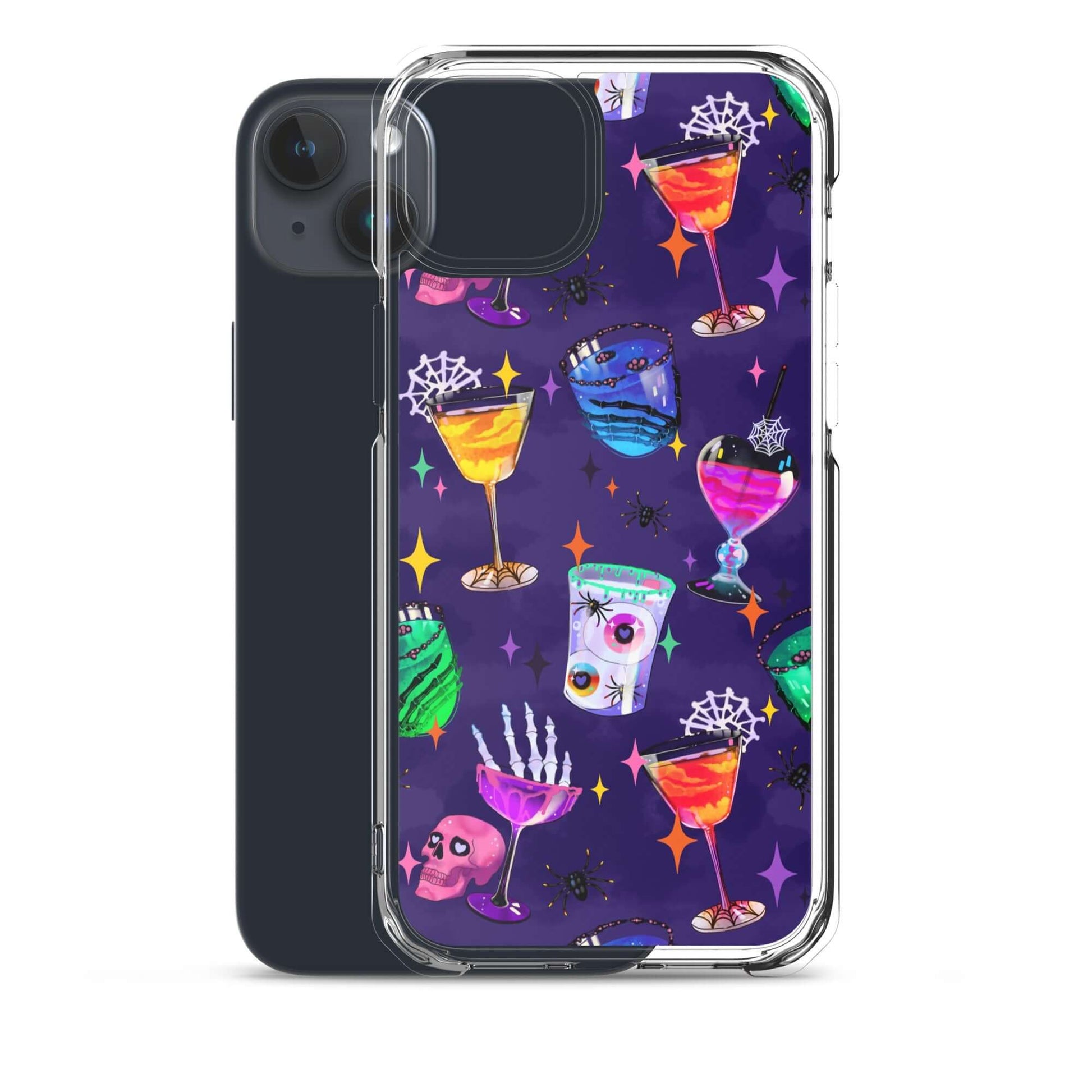 Colorful Monster Party iPhone® Clear Case showcasing vibrant designs, offering protection from scratches and dust.