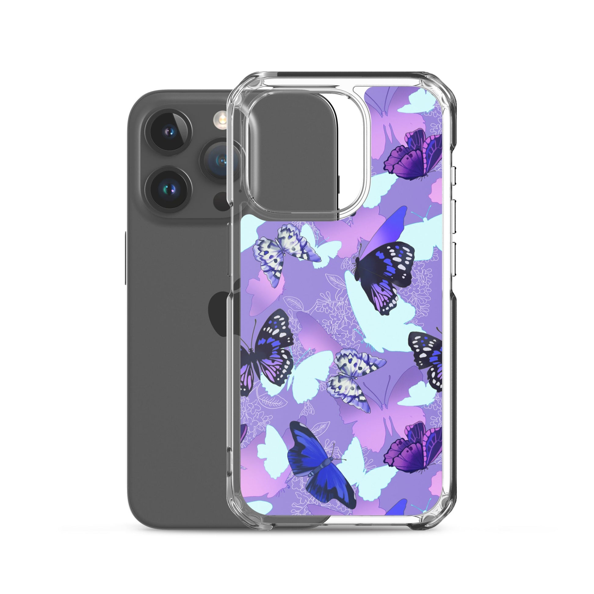 Protect your iPhone® in style with the Butterfly iPhone® Clear Case, featuring a vibrant butterfly design.