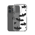Morrigan iPhone® Clear Case featuring a sleek design with bat graphics for stylish protection against scratches and dust.