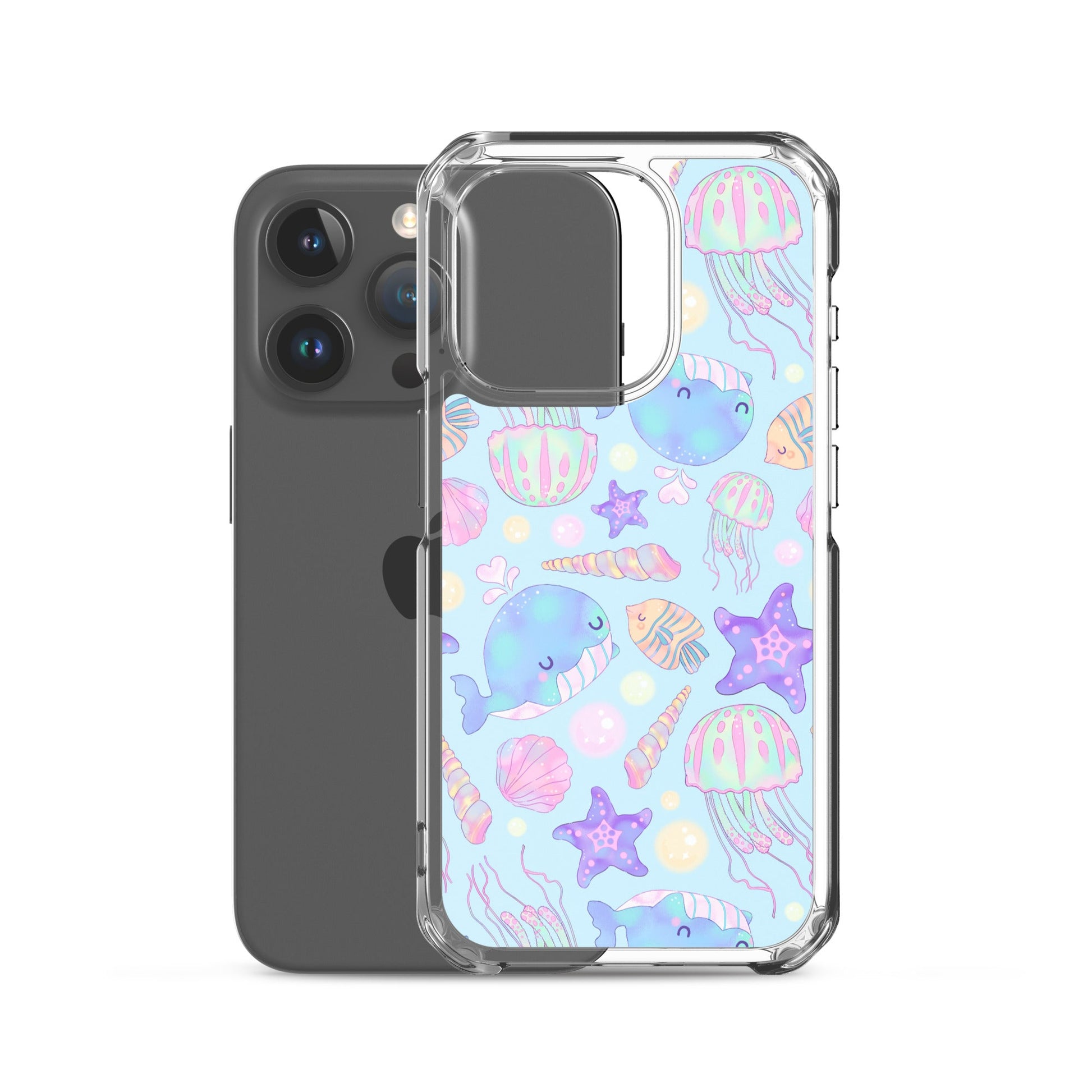 Colorful Under the Sea iPhone® Clear Case offers protection from scratches and easy access to ports. Perfect for ocean lovers!
