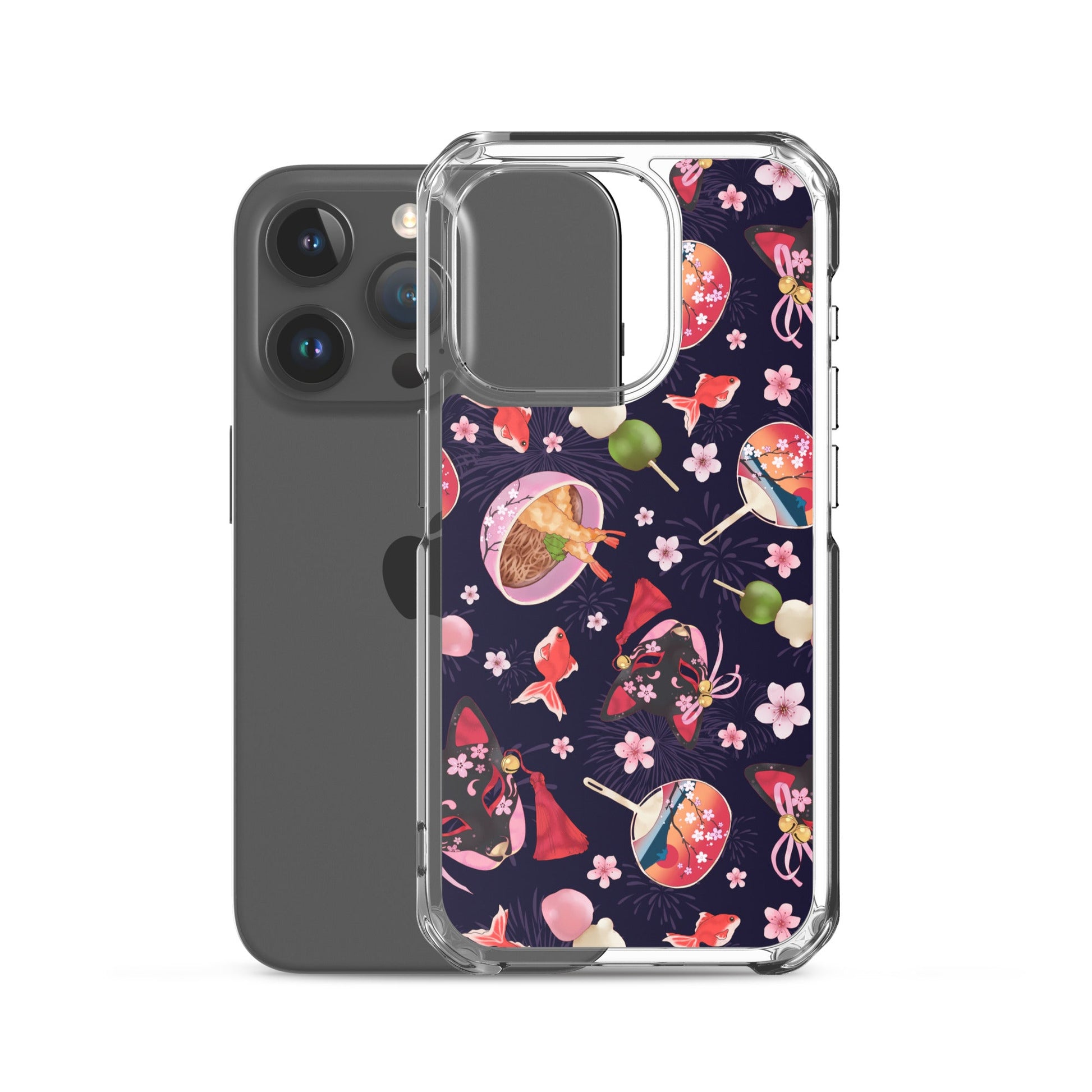 Stylish Matsuri iPhone® Clear Case showcasing vibrant design, perfect for protection against scratches and dust.