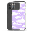 Sleek Cloudy Sky iPhone® Clear Case featuring a soft purple cloud design, protecting against scratches and dust.