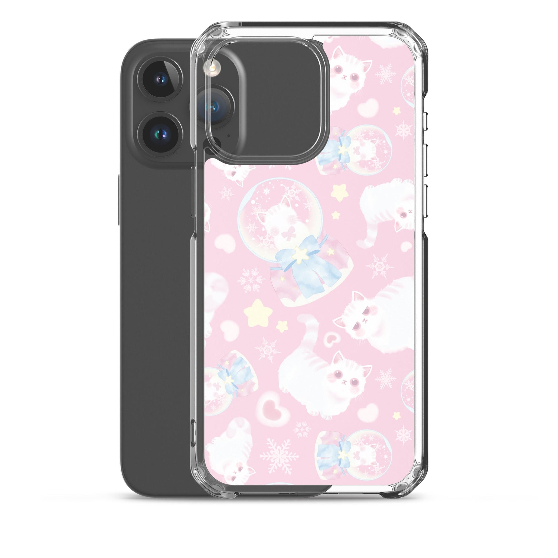 Protect your iPhone® stylishly with the Snow Kitten iPhone® Clear Case, featuring a cute design and flexible sides.