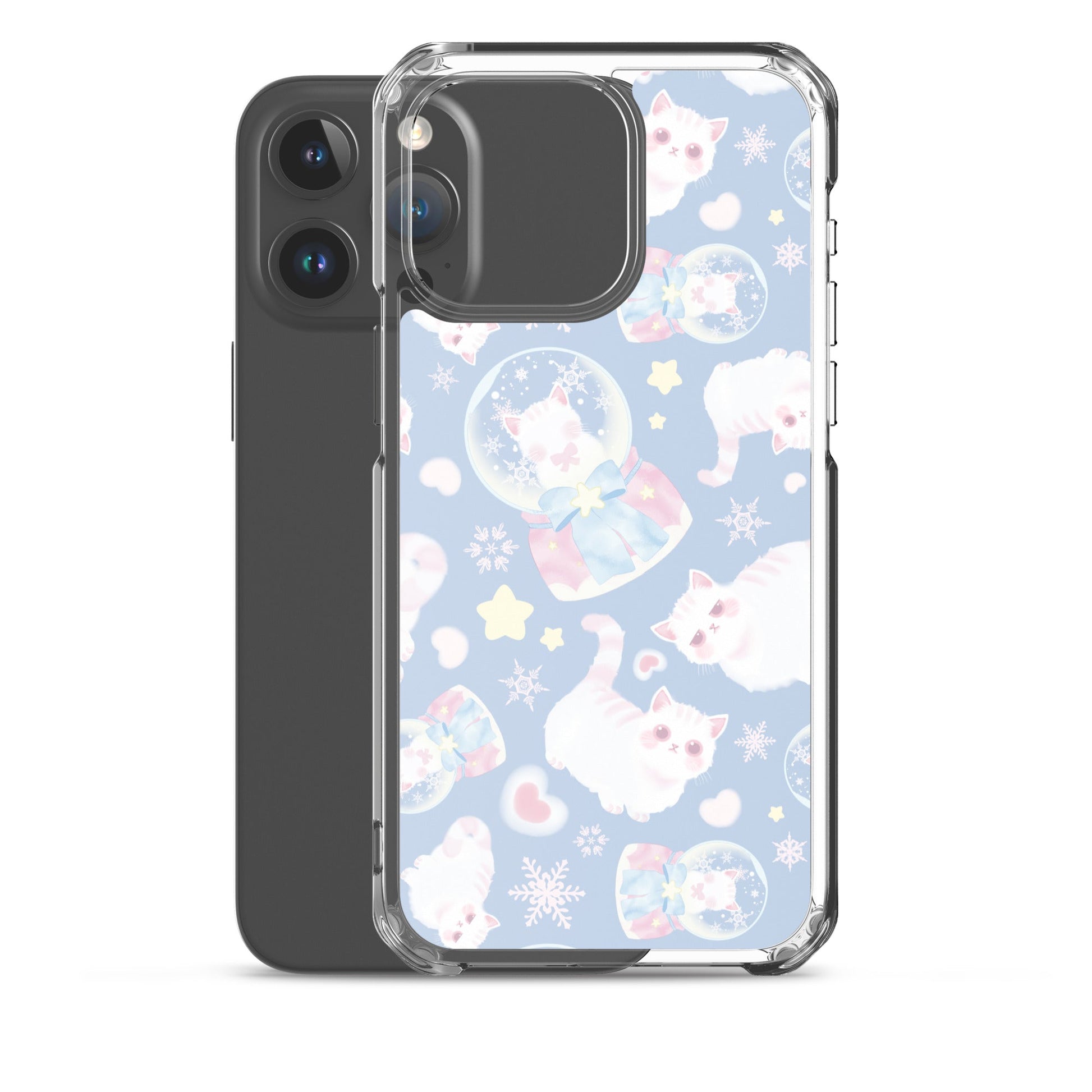 Protect your iPhone® in style with the Snow Kitten iPhone® Clear Case, featuring a cute, colorful cat design.
