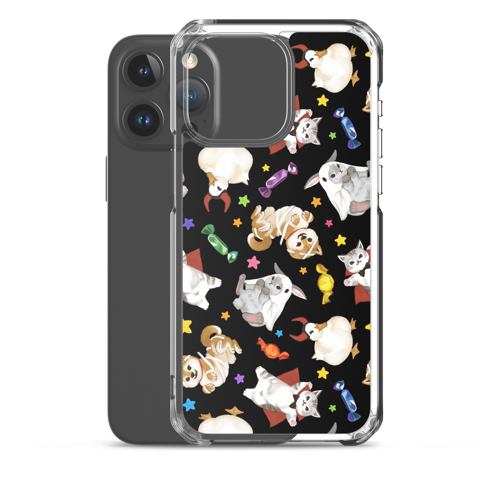 Trick or Treaters iPhone® Clear Case features playful designs, protecting your phone while showcasing festive charm.
