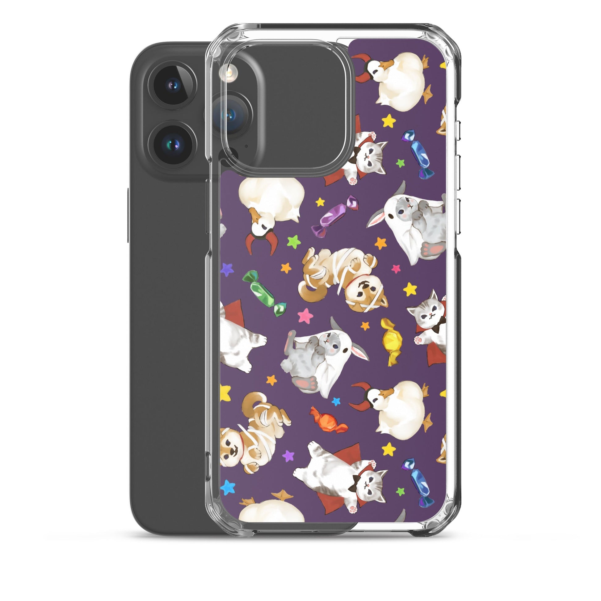 Trick or Treaters iPhone® Clear Case features playful designs, offering stylish protection for your device.
