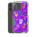 Colorful Monster Party iPhone® Clear Case featuring fun drink illustrations, perfect for stylish protection.