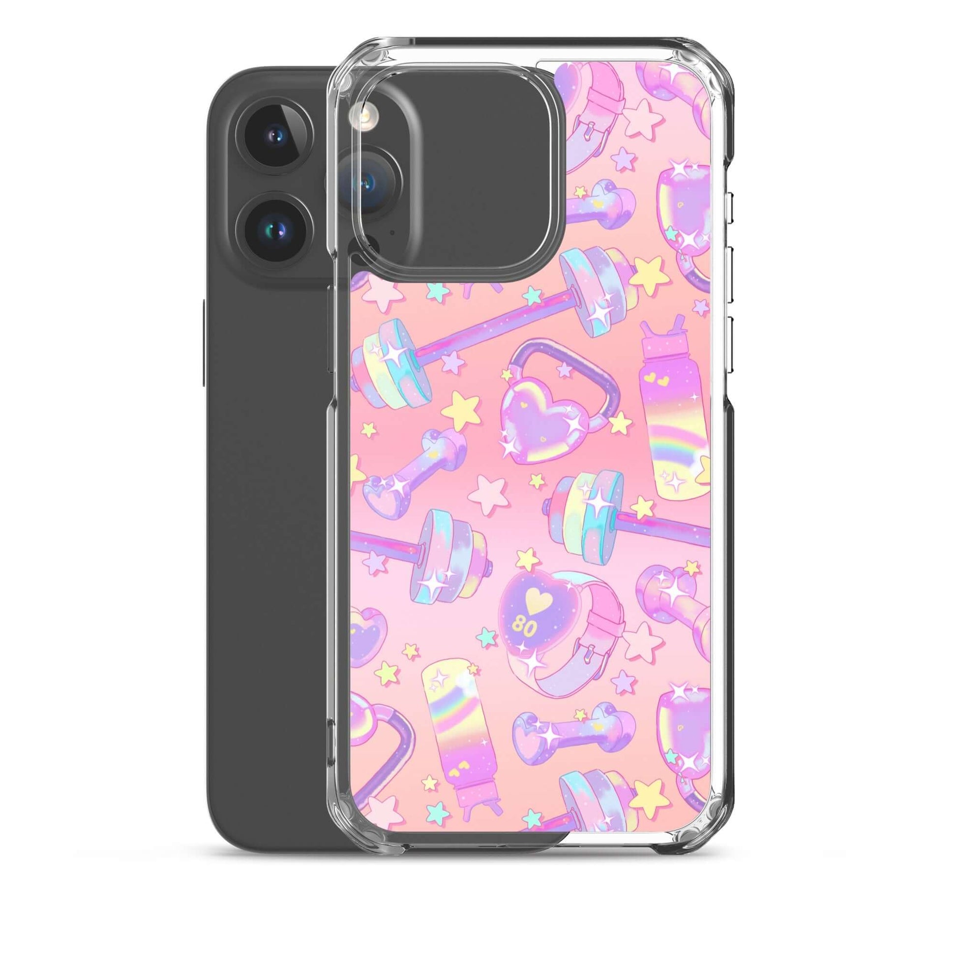 Sleek Glitter Gains iPhone® Clear Case features a solid back, flexible sides, and protects against scratches and dirt.