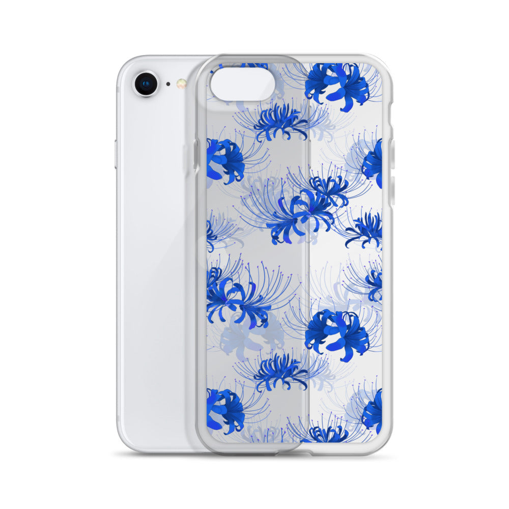 Higanbana iPhone® Clear Case featuring a floral design, offering protection from scratches and dust. Perfect for style!