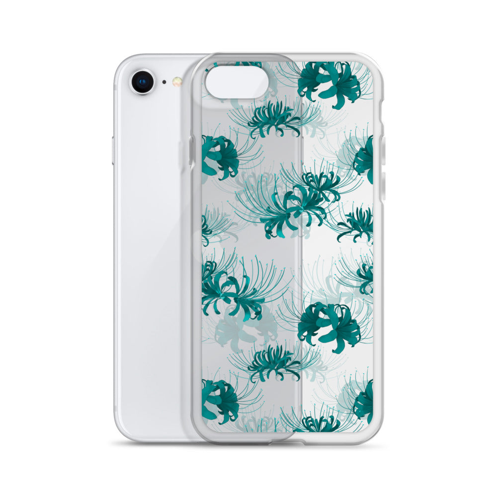 Stylish Higanbana iPhone® Clear Case featuring floral design, offering protection from scratches and dirt.