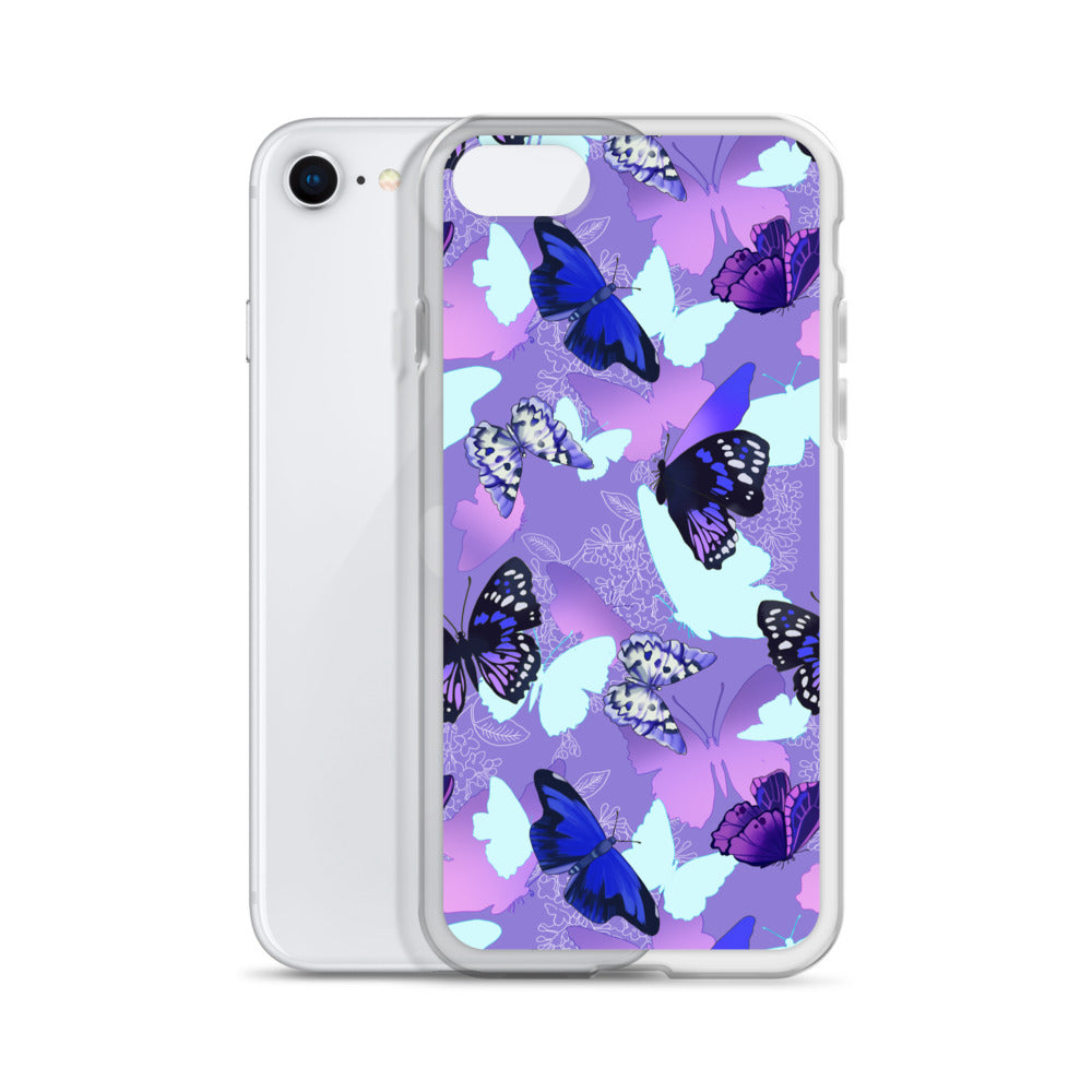 Sleek Butterfly iPhone® Clear Case featuring colorful butterfly designs, protecting against scratches and dirt.