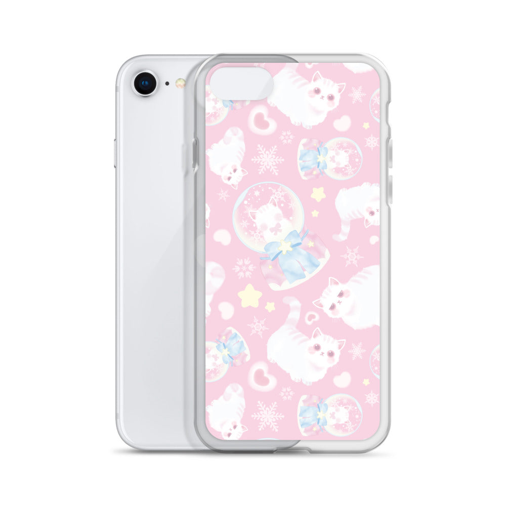 Cute Snow Kitten iPhone® Clear Case with solid back and flexible sides, protecting against scratches and dirt.