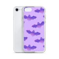 Morrigan iPhone® Clear Case featuring a whimsical bat design, offering protection from scratches and dust.