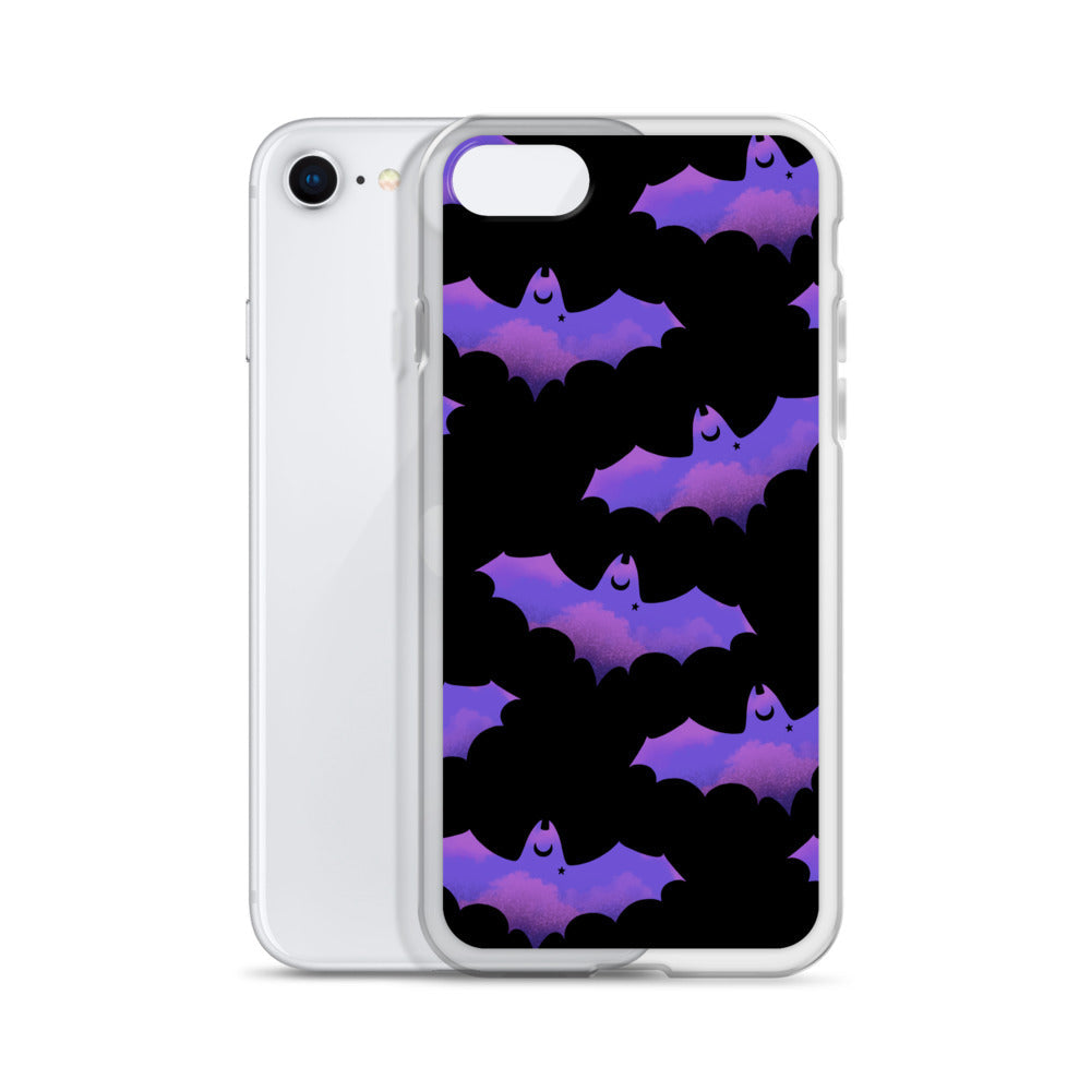 Protect your iPhone® in style with the Morrigan iPhone® Clear Case featuring a vibrant bat design.