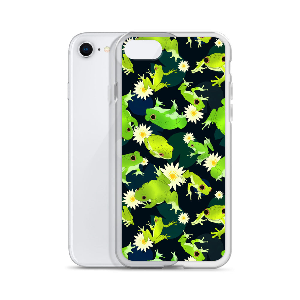 Kero-kero iPhone® Clear Case features a vibrant frog design, offering stylish protection for your device.